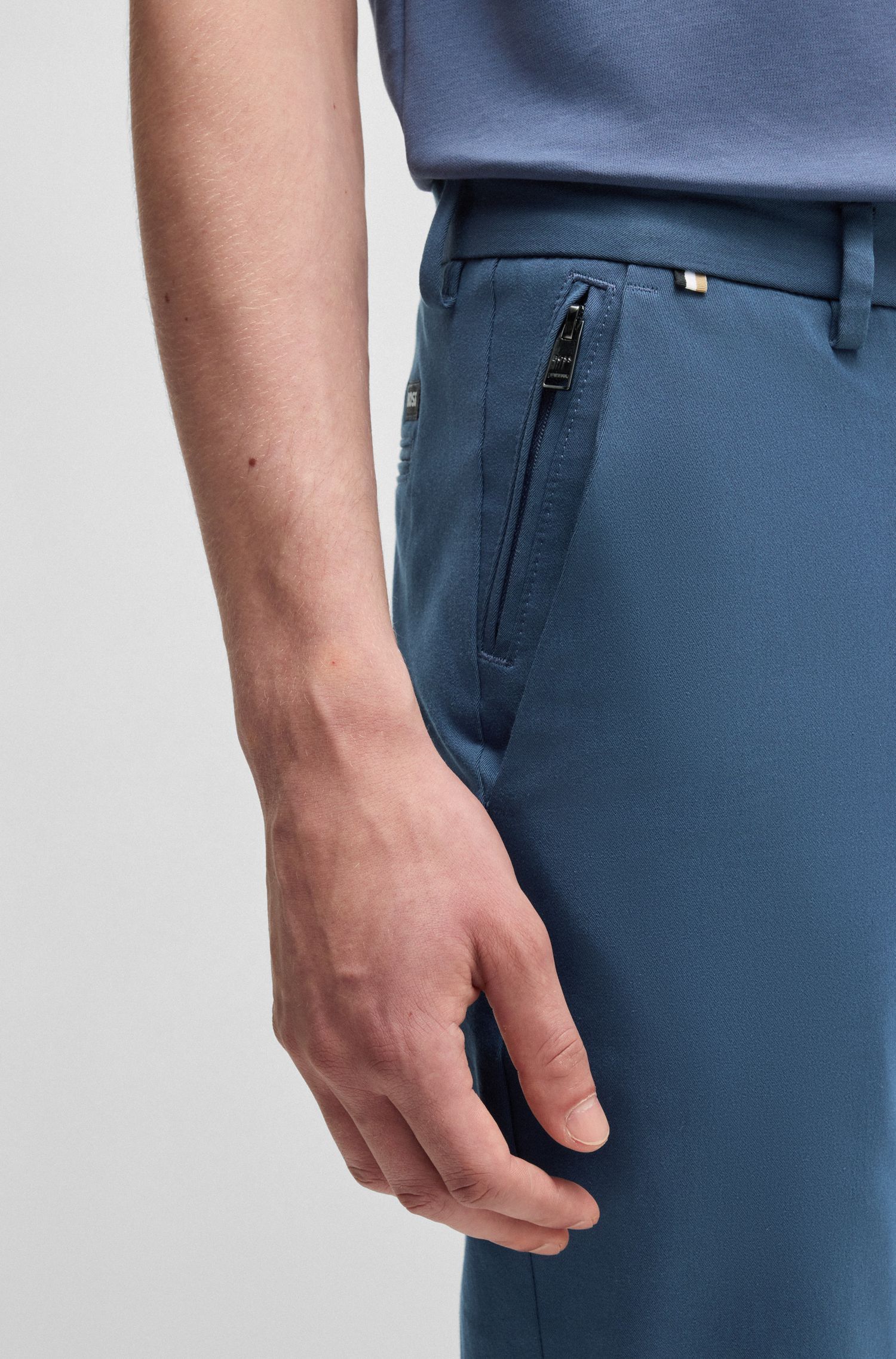 BOSS - Quần dáng ôm slim fit vải cotton pha