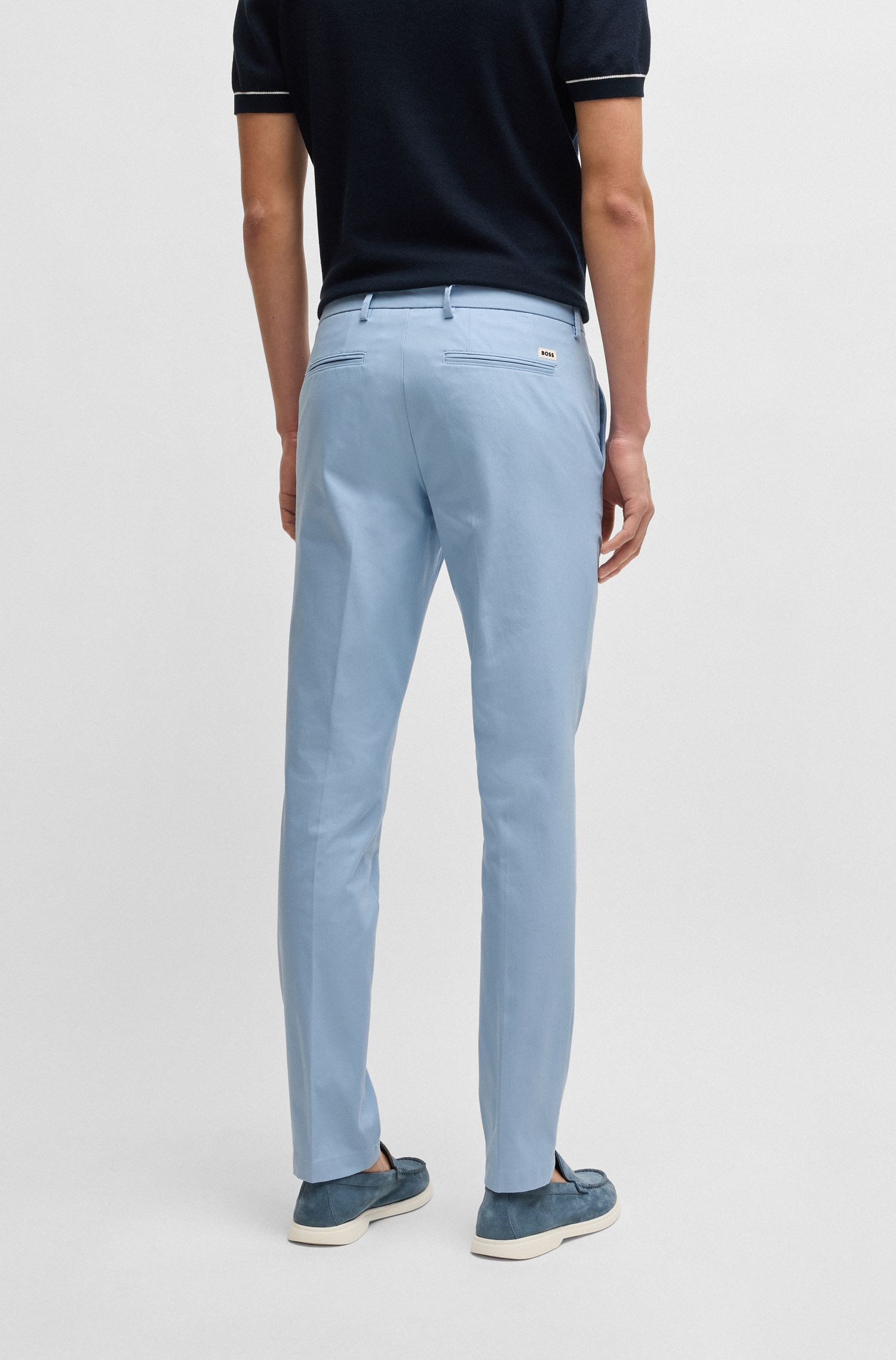 BOSS - Quần dáng ôm slim fit vải cotton pha