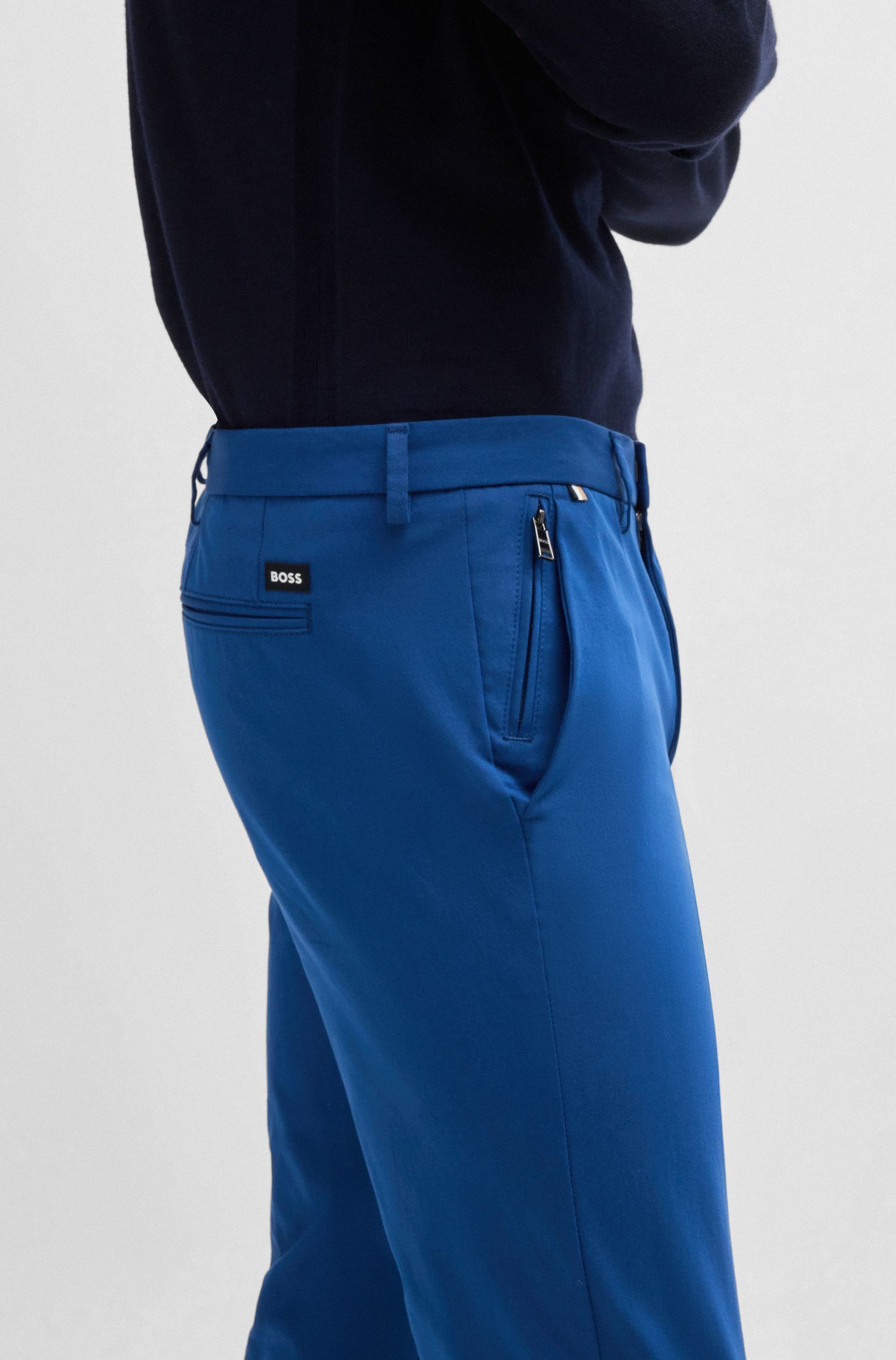 BOSS - Quần dáng ôm slim fit vải cotton pha
