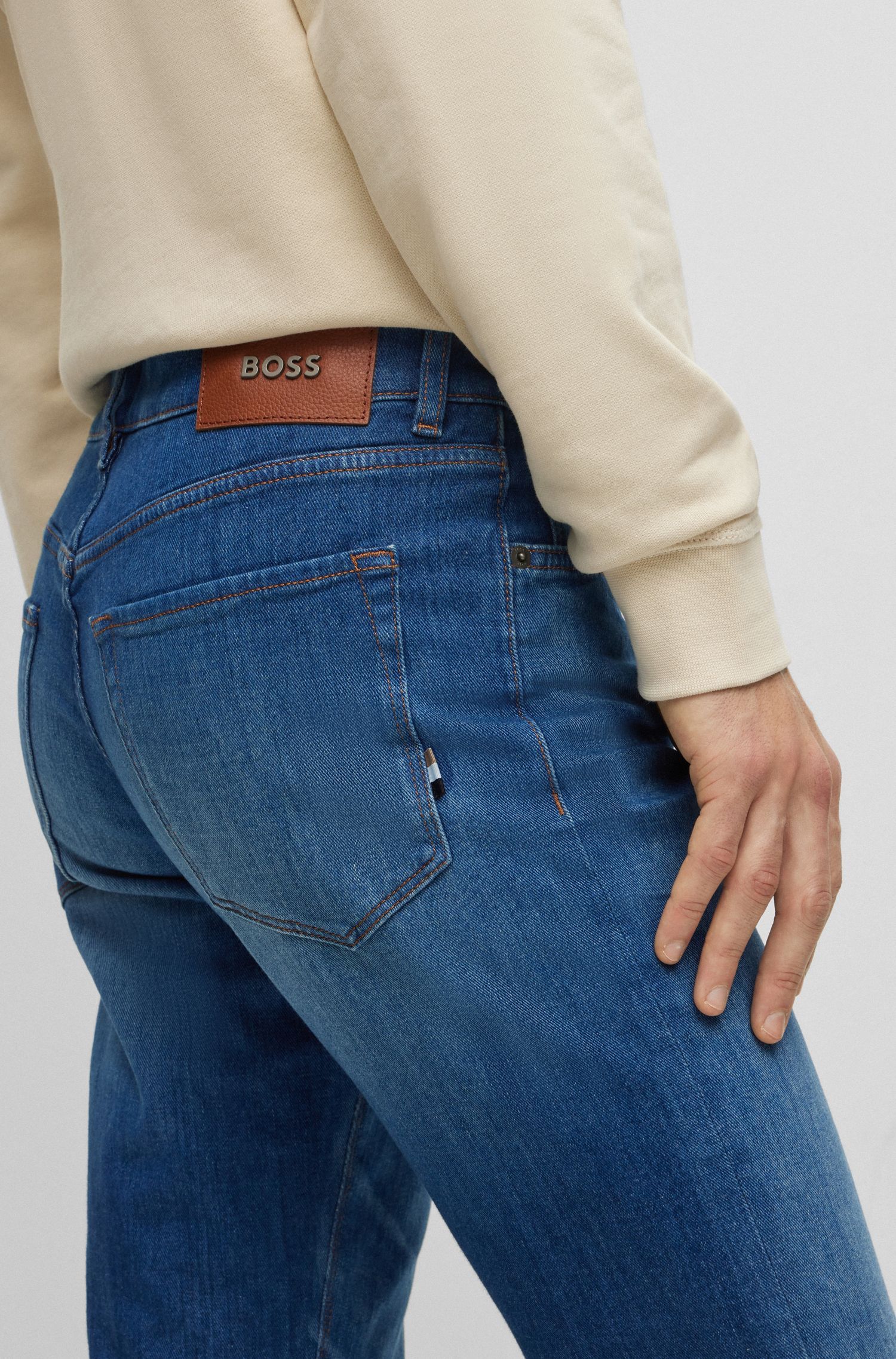 BOSS - Quần jeans chất cotton pha sợi co giãn