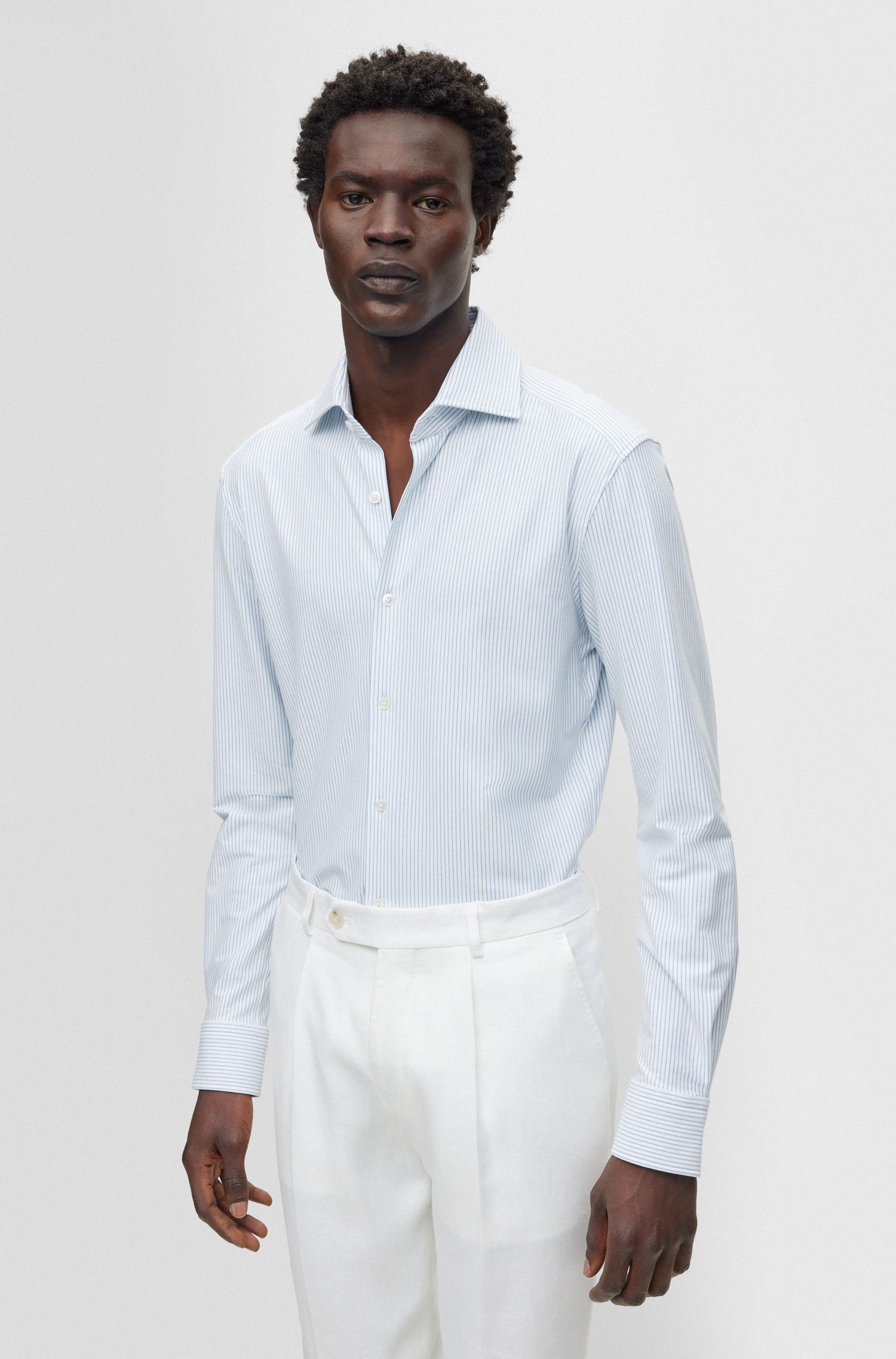 Áo sơ mi slim fit cotton kẻ sọc