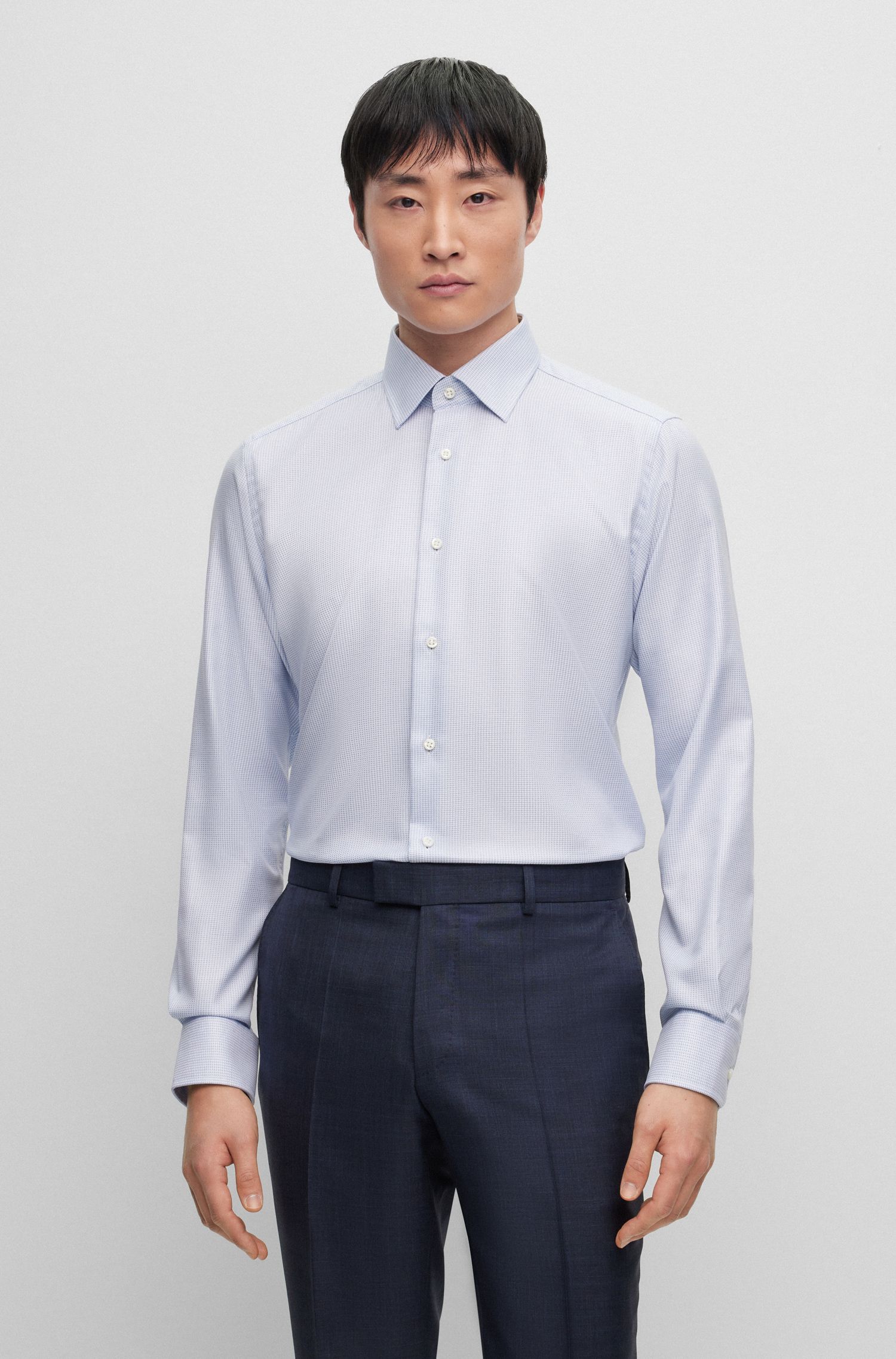 Áo sơ mi cổ kent chất cotton