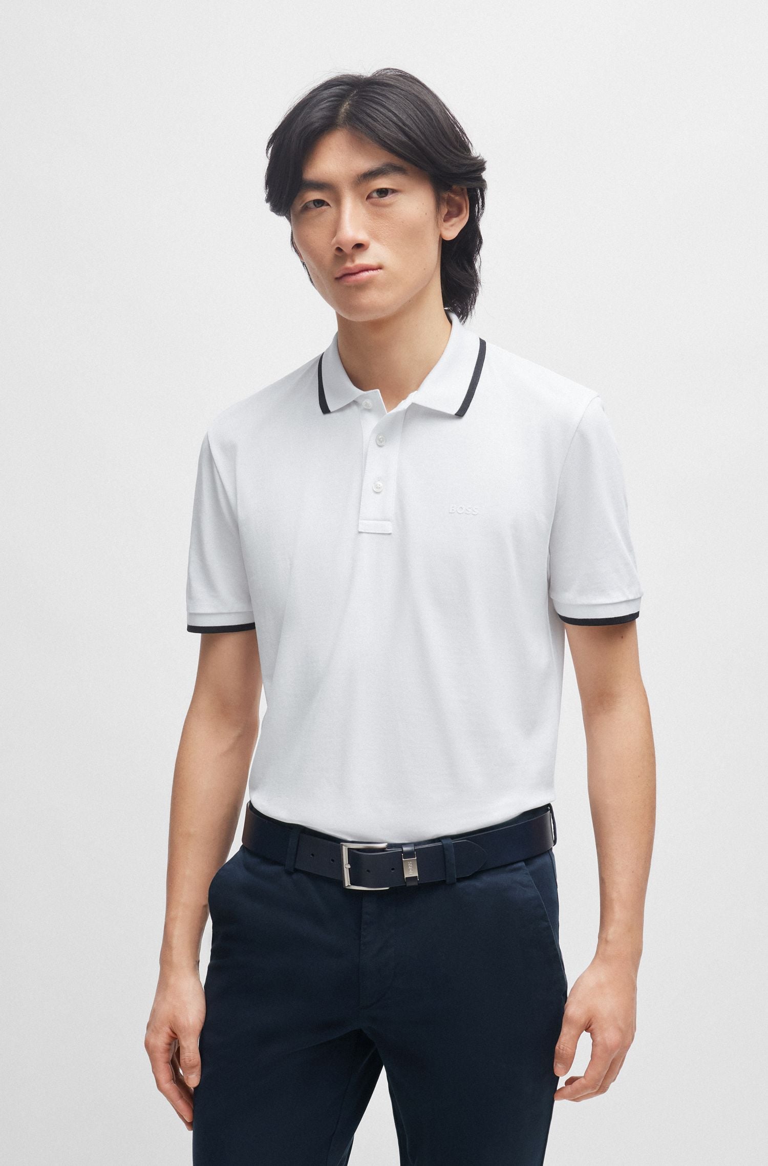 Áo polo cotton piqué điểm nhấn logo