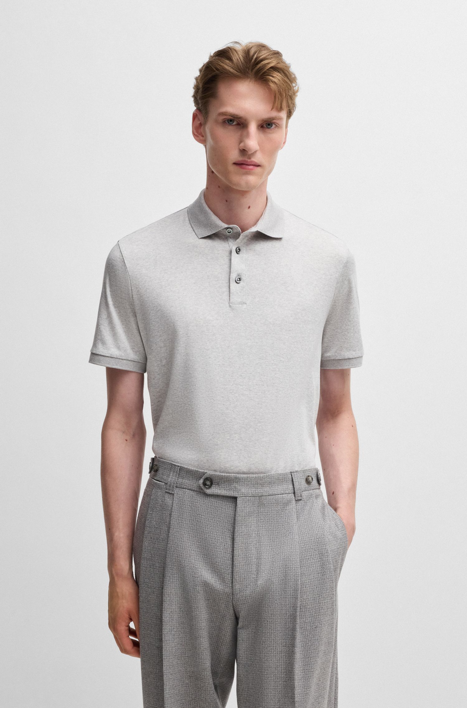 Áo polo dáng regular fit từ cotton mercerized cao cấp