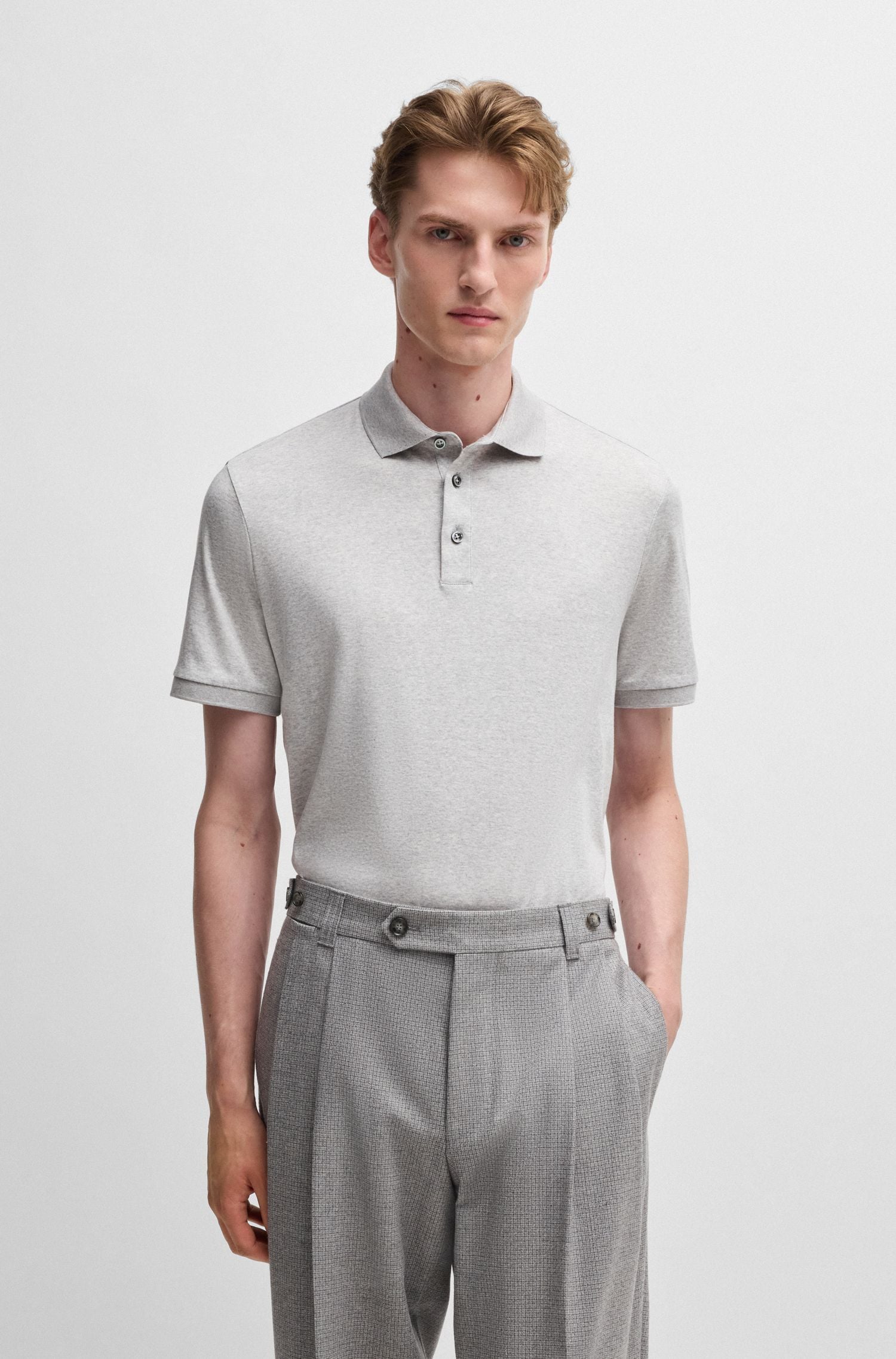 Áo polo dáng regular fit từ cotton mercerized cao cấp