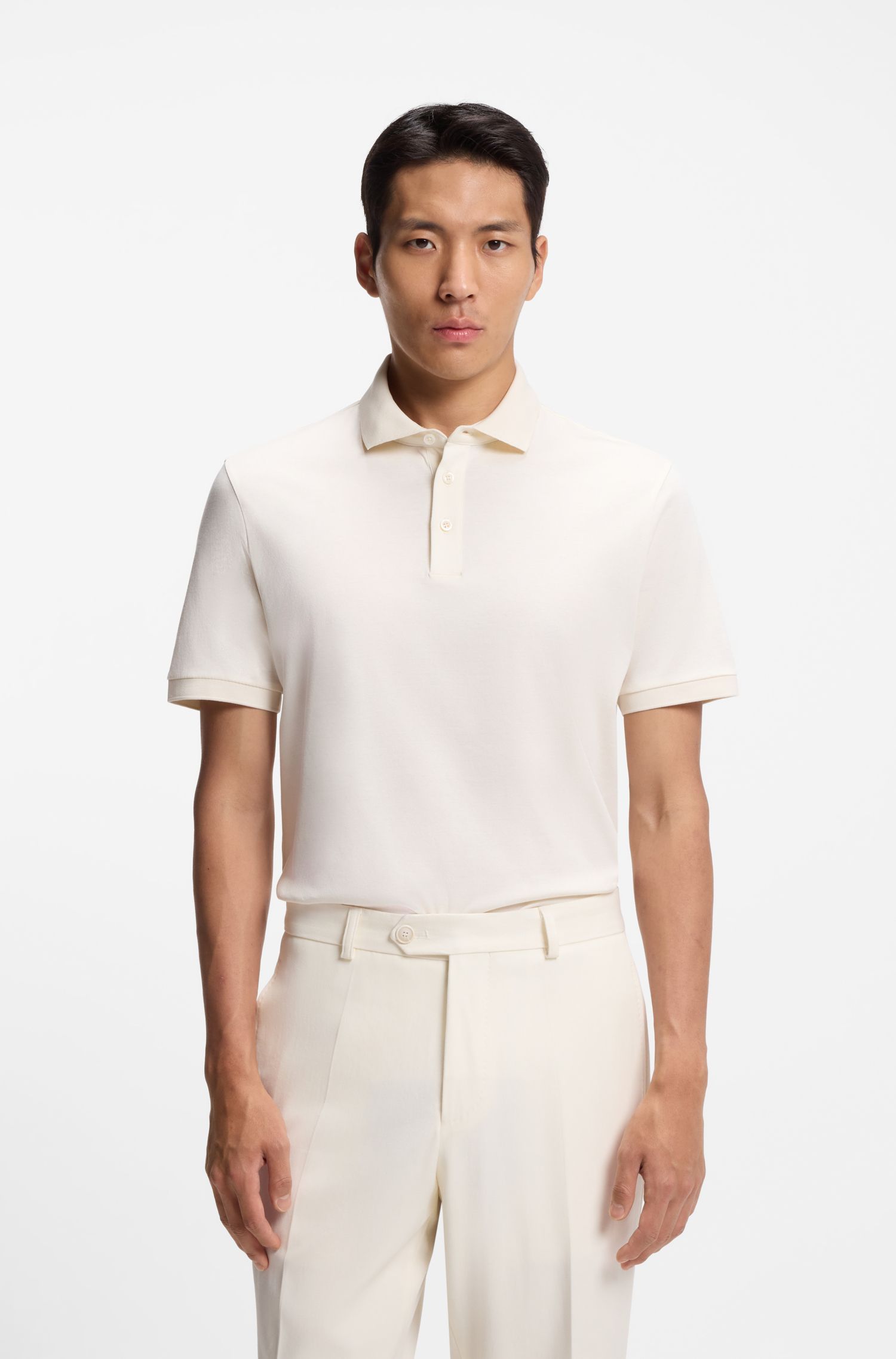 Áo polo dáng regular fit từ cotton mercerized cao cấp
