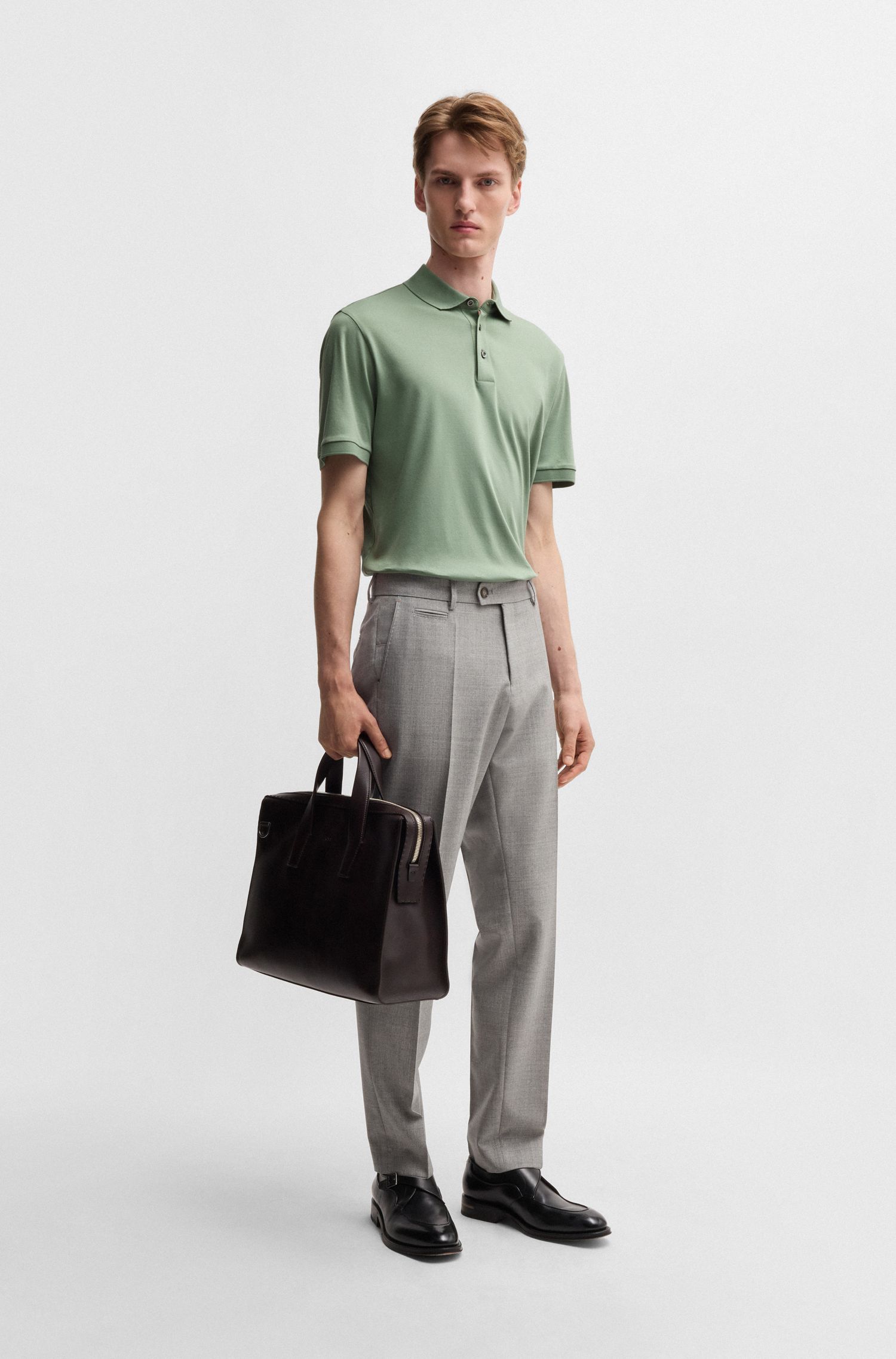 BOSS - Áo polo dáng regular fit từ cotton mercerized cao cấp
