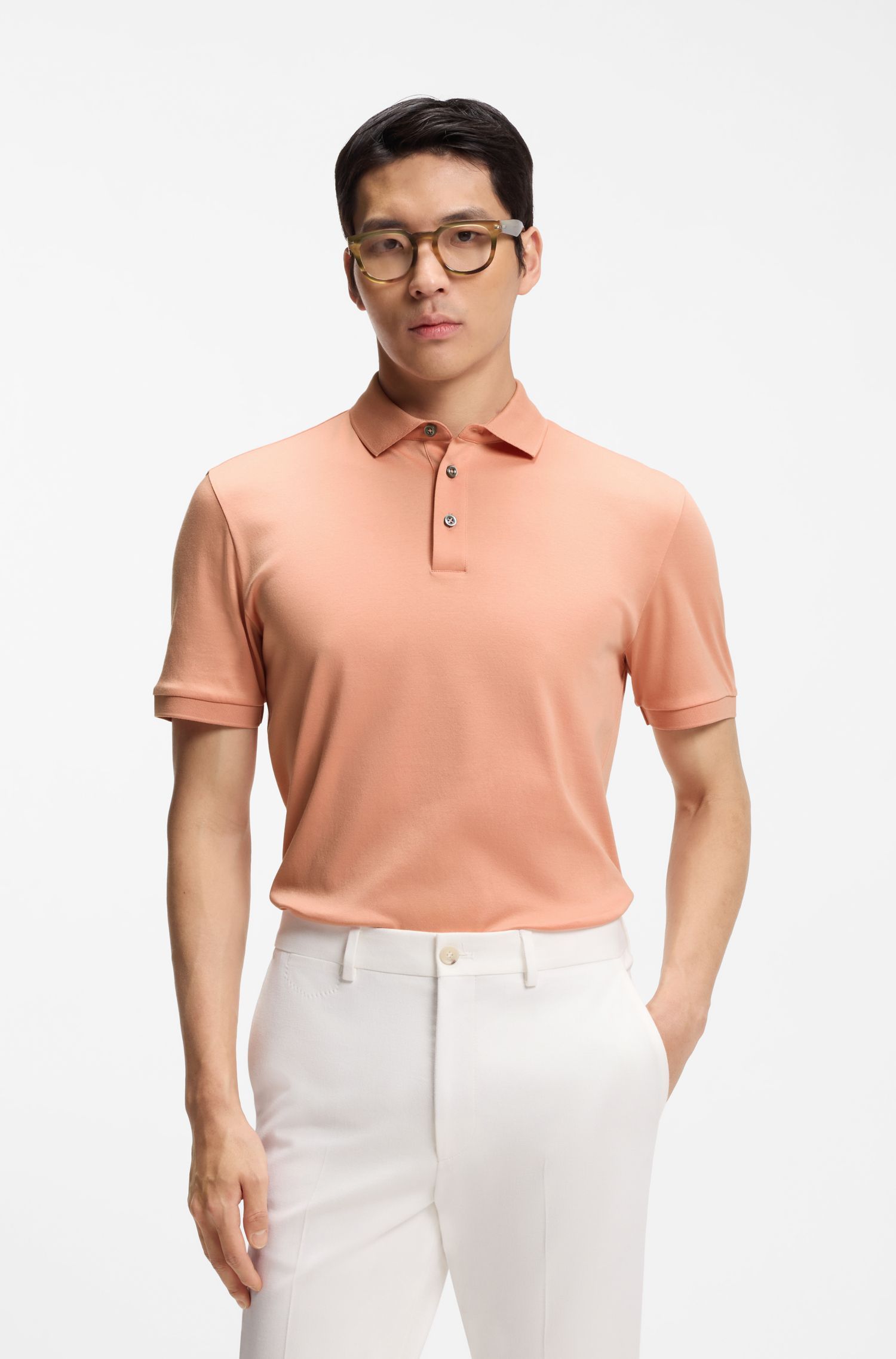 BOSS - Áo polo dáng regular fit từ cotton mercerized cao cấp