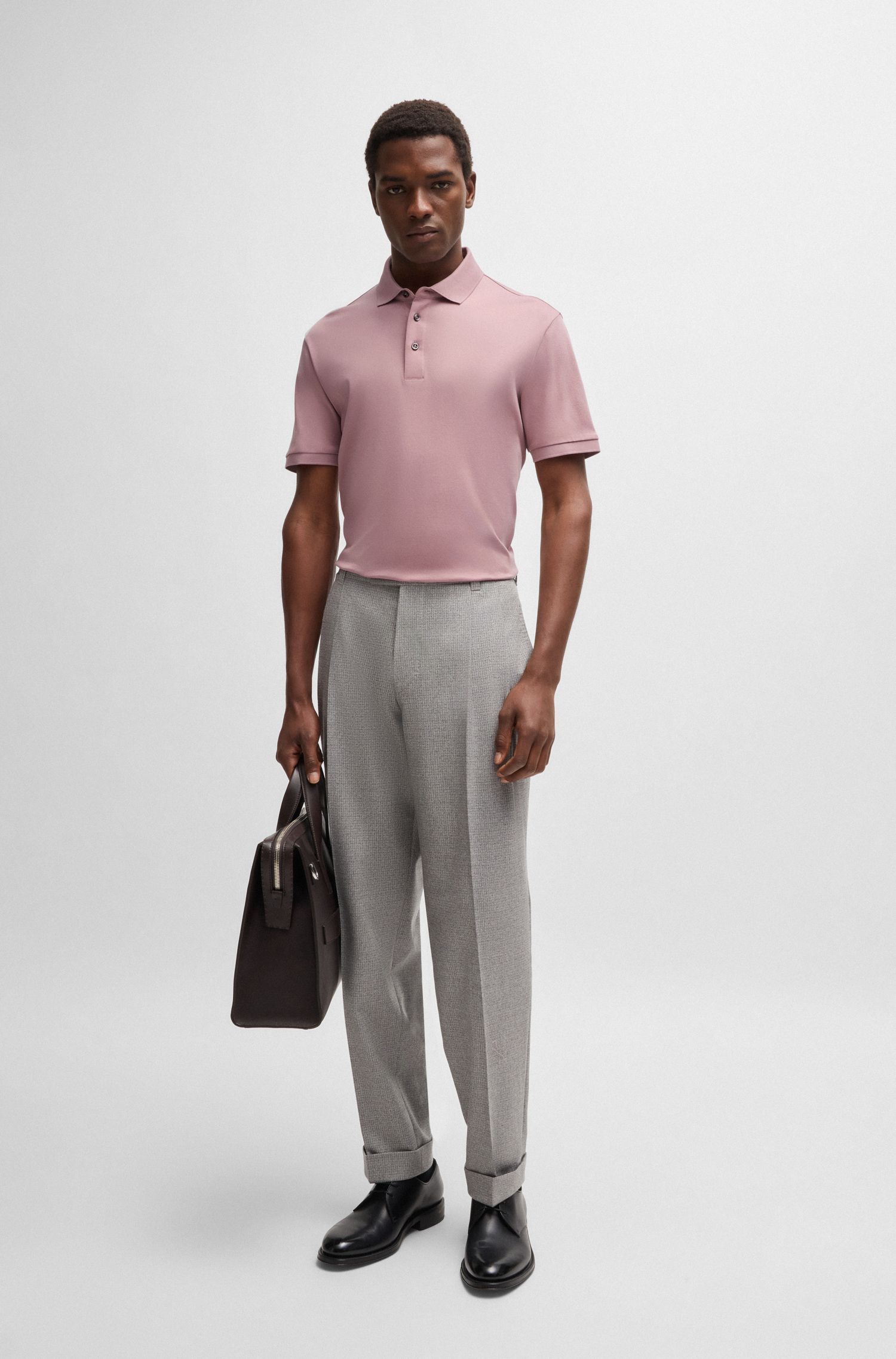 BOSS - Áo polo dáng regular fit từ cotton mercerized cao cấp