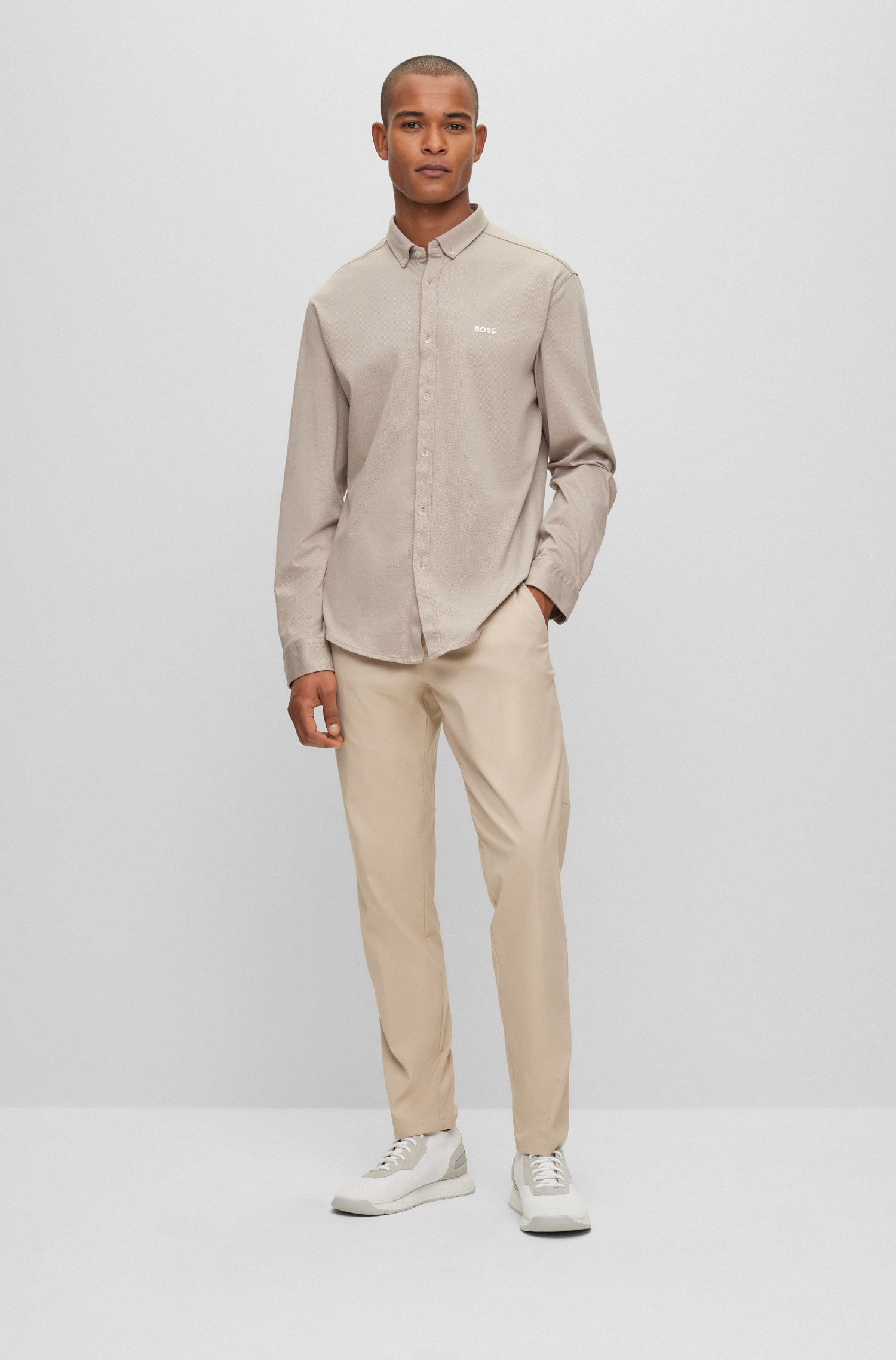 BOSS - Quần chinos dáng regular-fit với dây rút ẩn