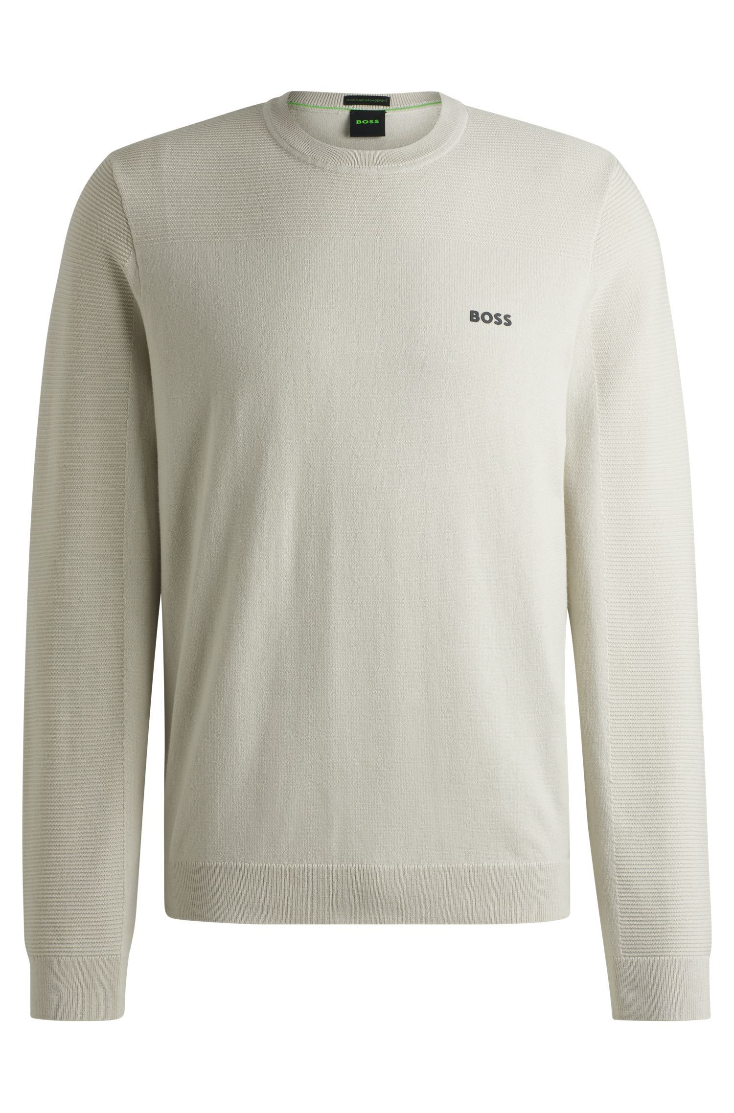 BOSS - Áo sweater cổ tròn với logo từ vải dry-flex thoáng khí