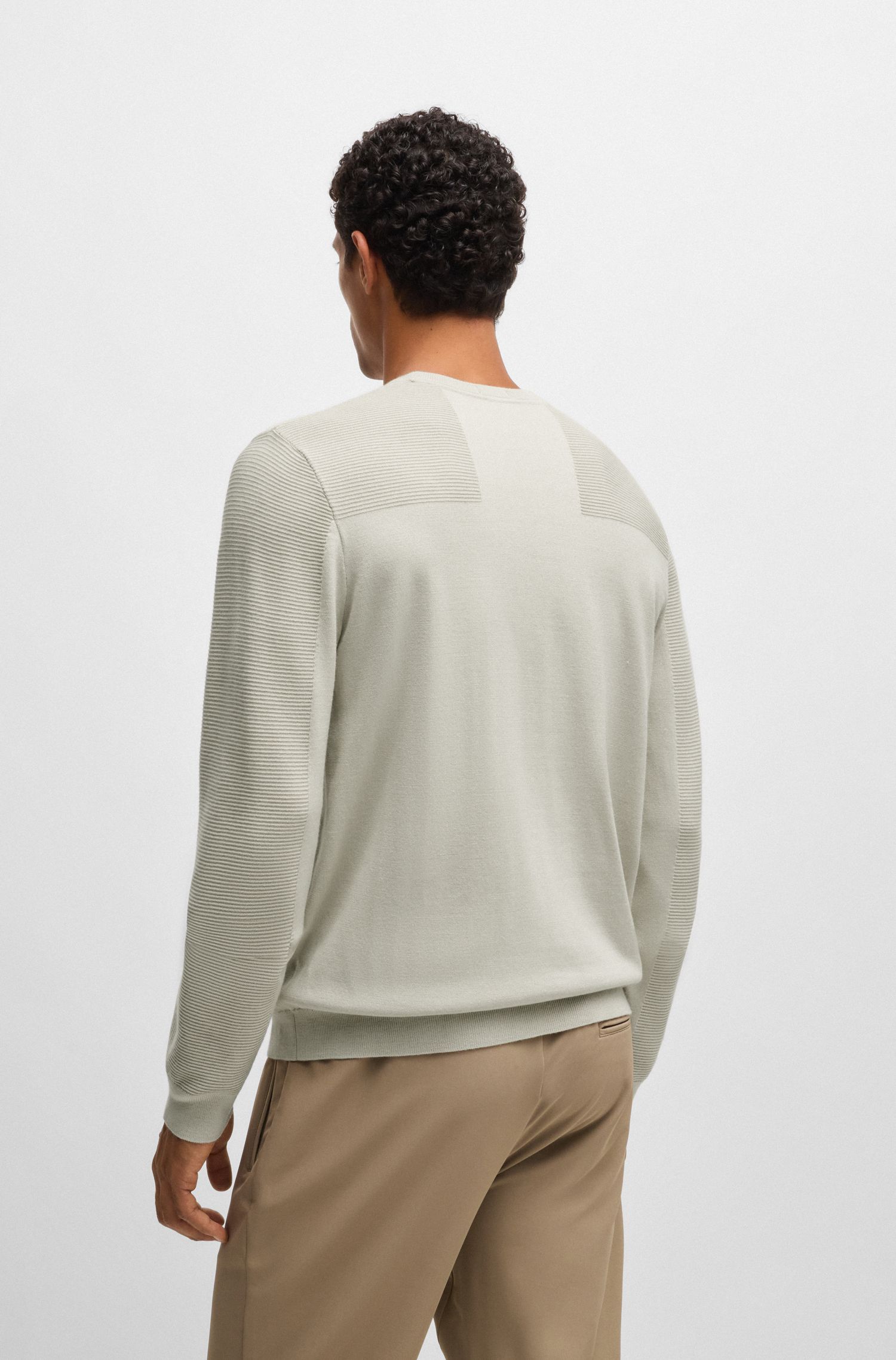 BOSS - Áo sweater cổ tròn với logo từ vải dry-flex thoáng khí