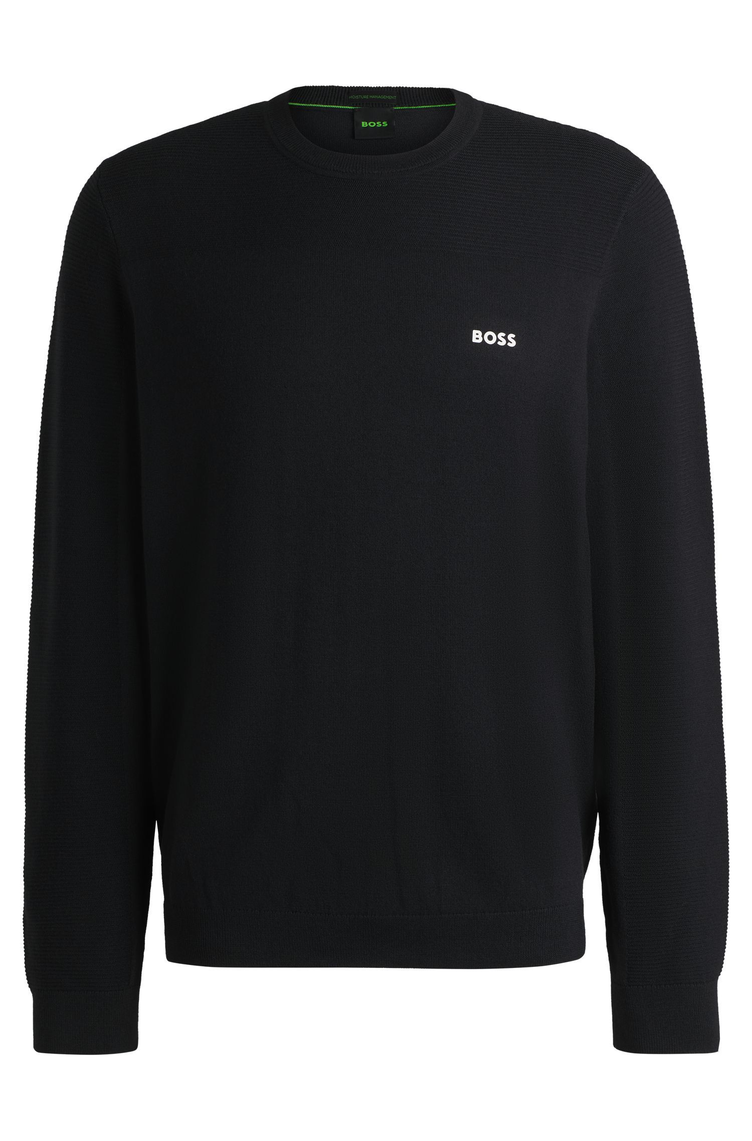 BOSS - Áo sweater cổ tròn với logo từ vải dry-flex thoáng khí