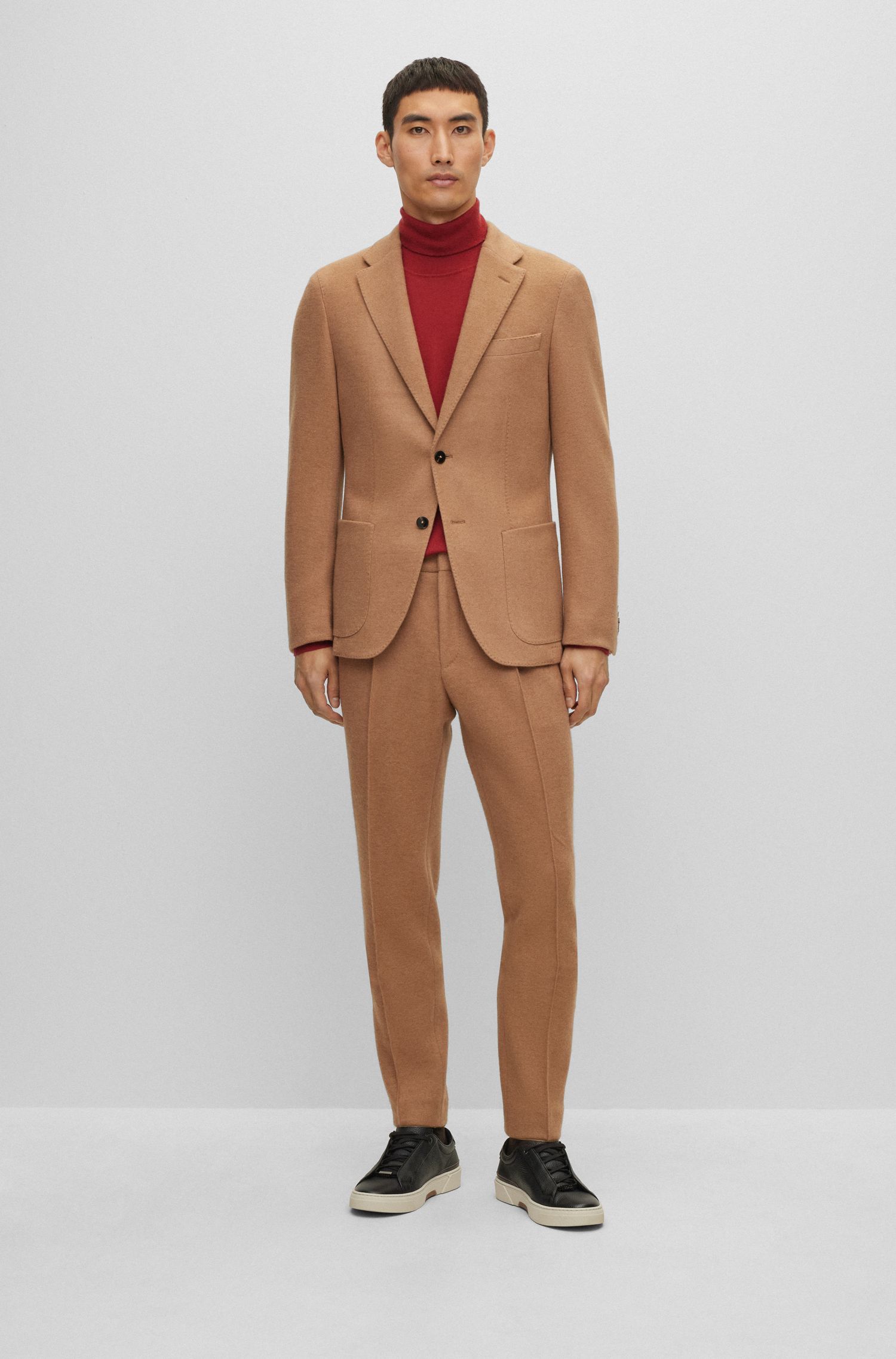 BOSS - Áo sweater cổ lọ vải cashmere