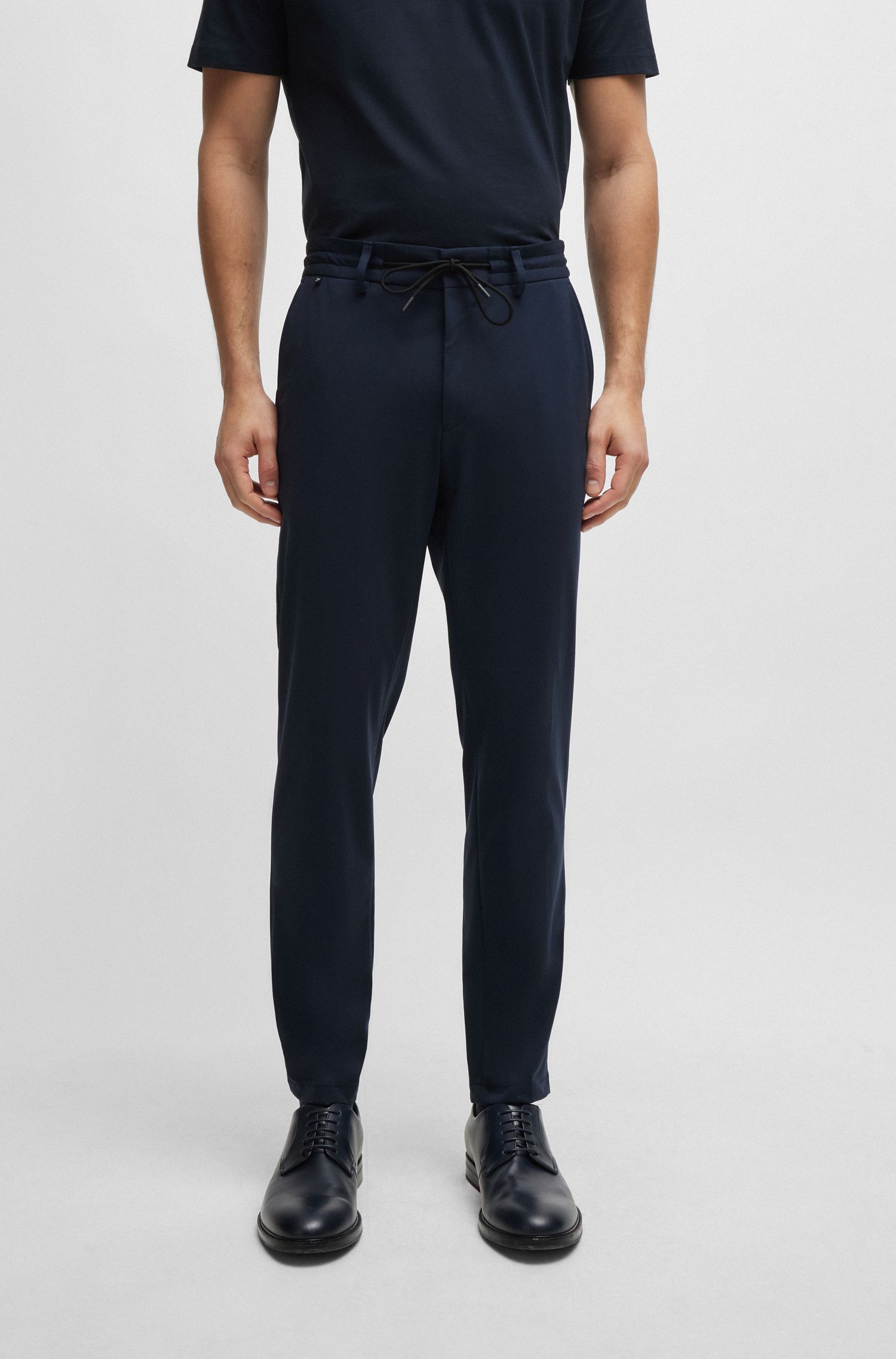 BOSS - Quần âu dáng ôm slim fit vải jersey co giãn