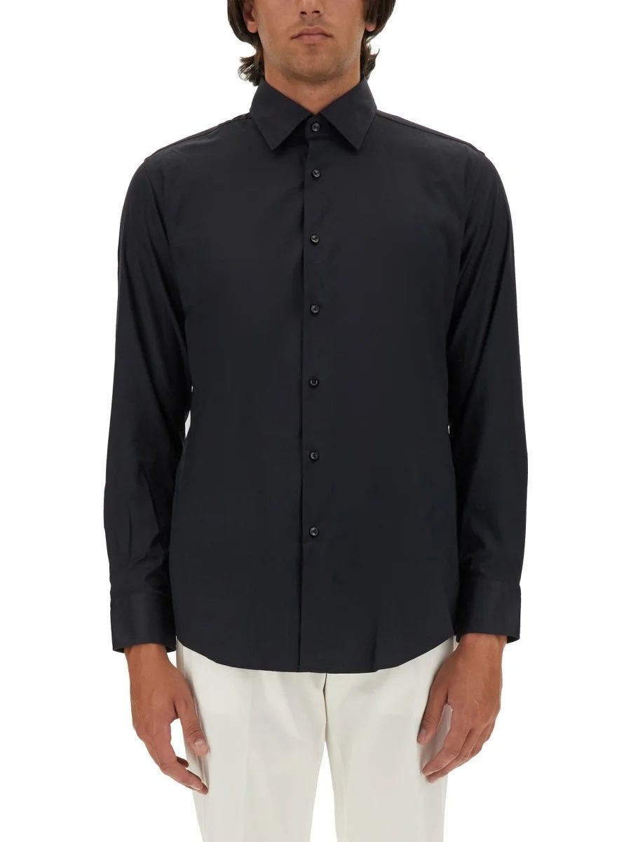 BOSS - Áo sơ mi dáng ôm slim fit vải twill co giãn