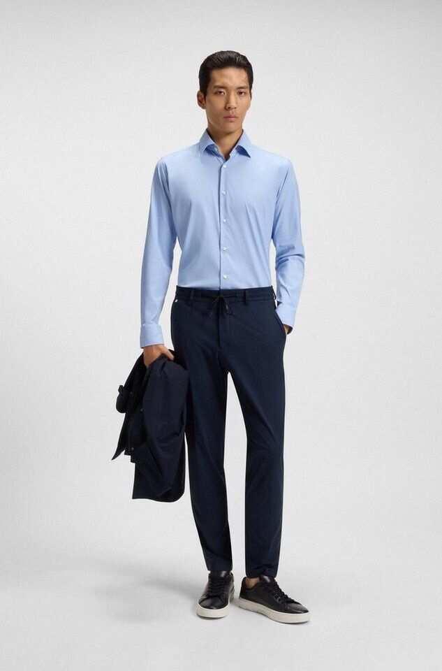 Áo sơ mi dáng ôm slim fit vải twill co giãn