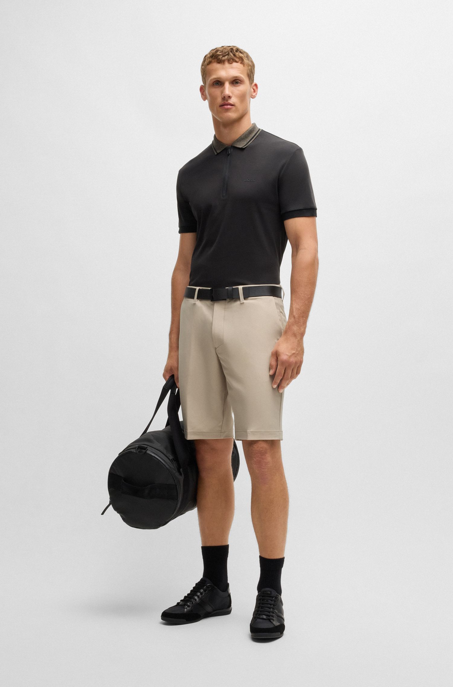 BOSS - Quần short slim-fit co giãn bốn chiều