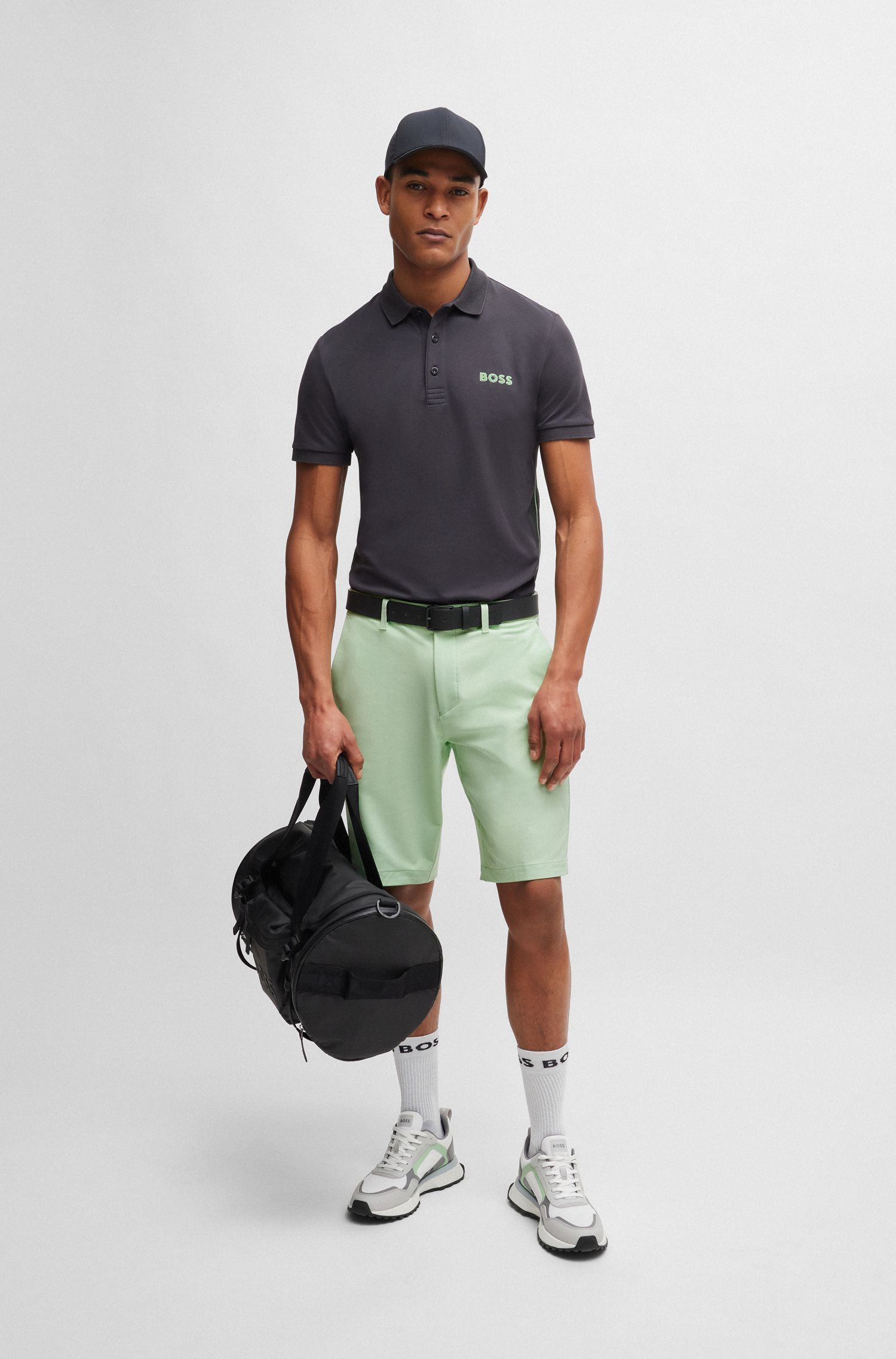 BOSS - Quần short slim-fit co giãn bốn chiều