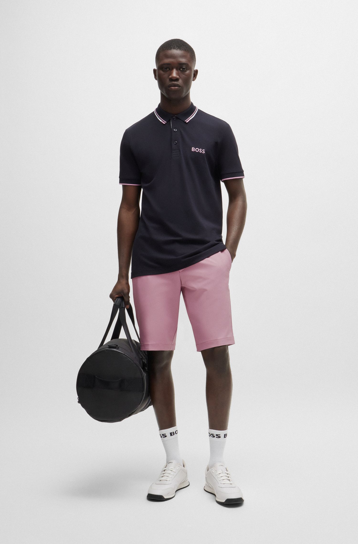 BOSS - Quần short slim-fit co giãn bốn chiều