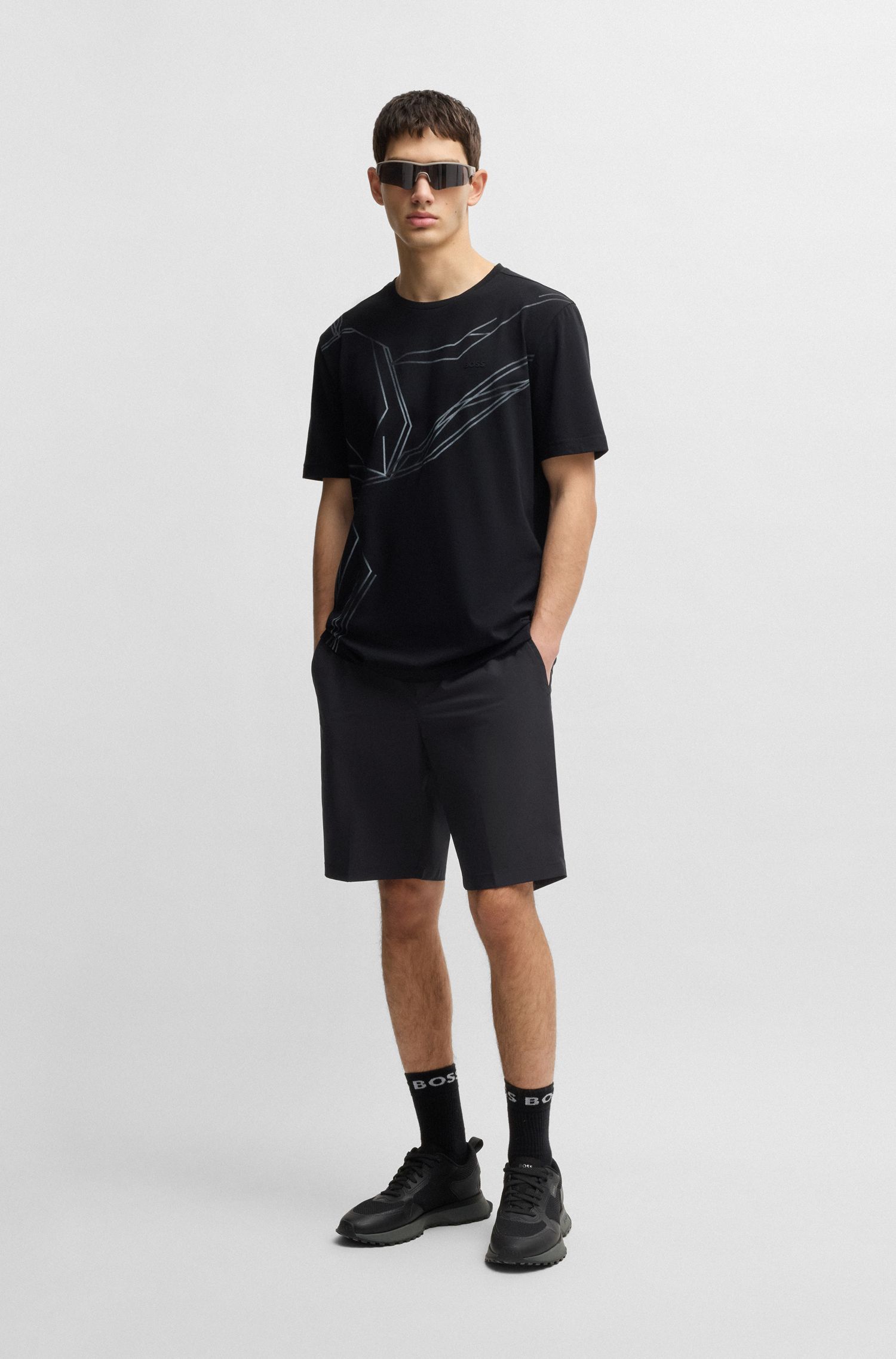 BOSS - Quần chinos dáng ôm slim fit vải poplin