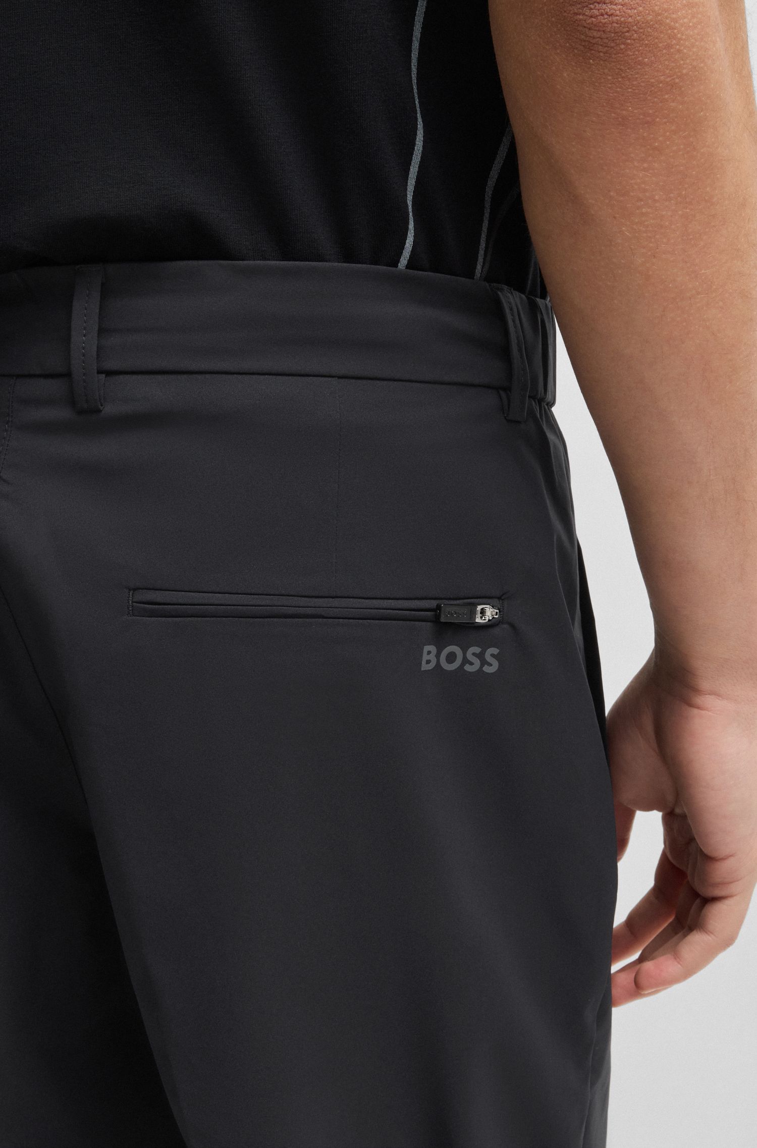 BOSS - Quần chinos dáng ôm slim fit vải poplin