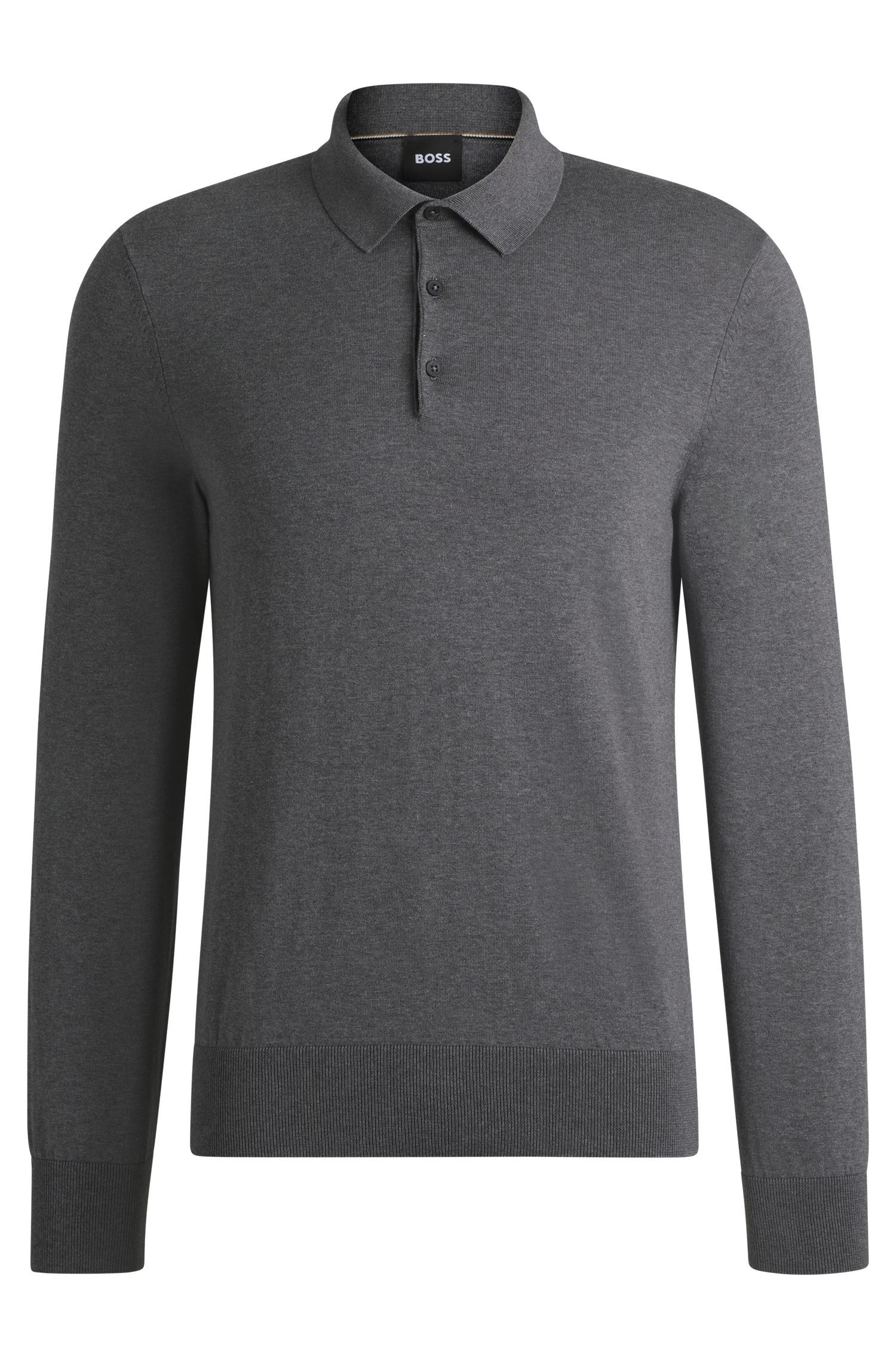 BOSS - Áo polo sweater dáng regular-fit vải cotton jersey