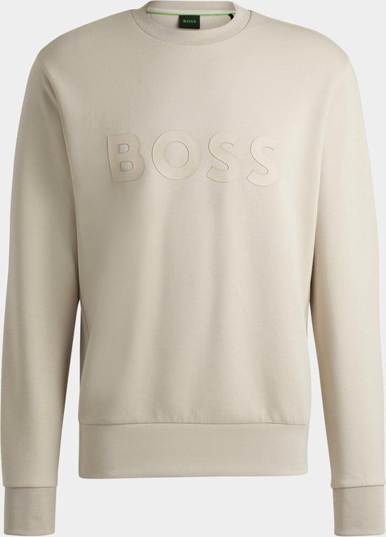 BOSS - Áo nỉ chất cotton co giãn với logo sandwich