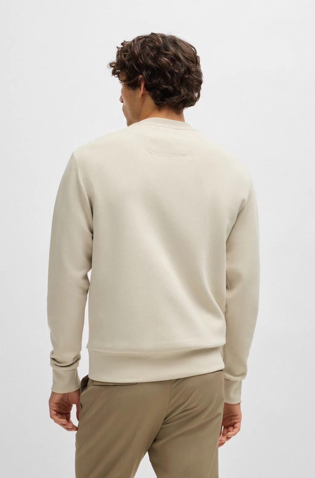 BOSS - Áo nỉ chất cotton co giãn với logo sandwich