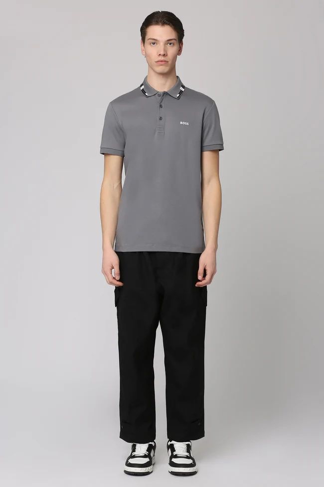 BOSS - Áo polo dáng ôm slim fit từ cotton interlock