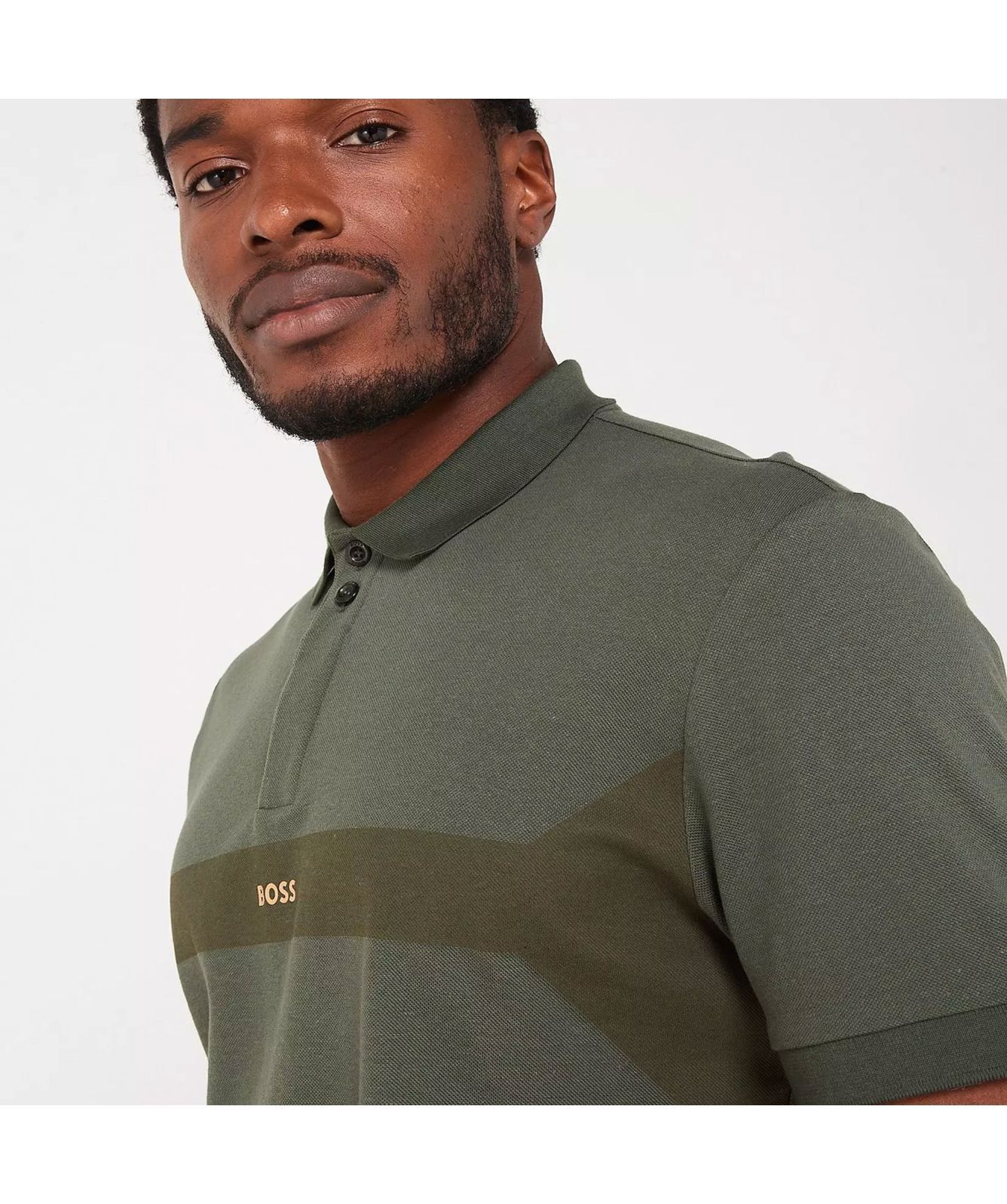 BOSS - Áo polo cotton pique với phối màu và logo