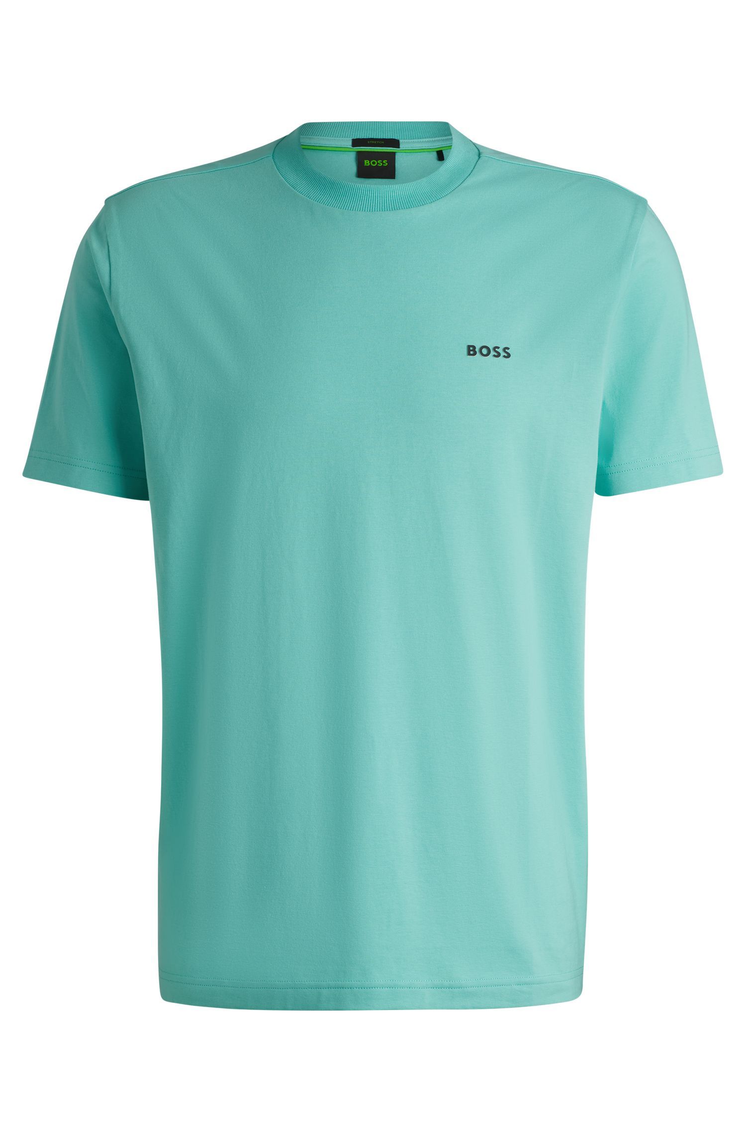 BOSS - Áo thun dáng regular fit cotton với logo tương phản