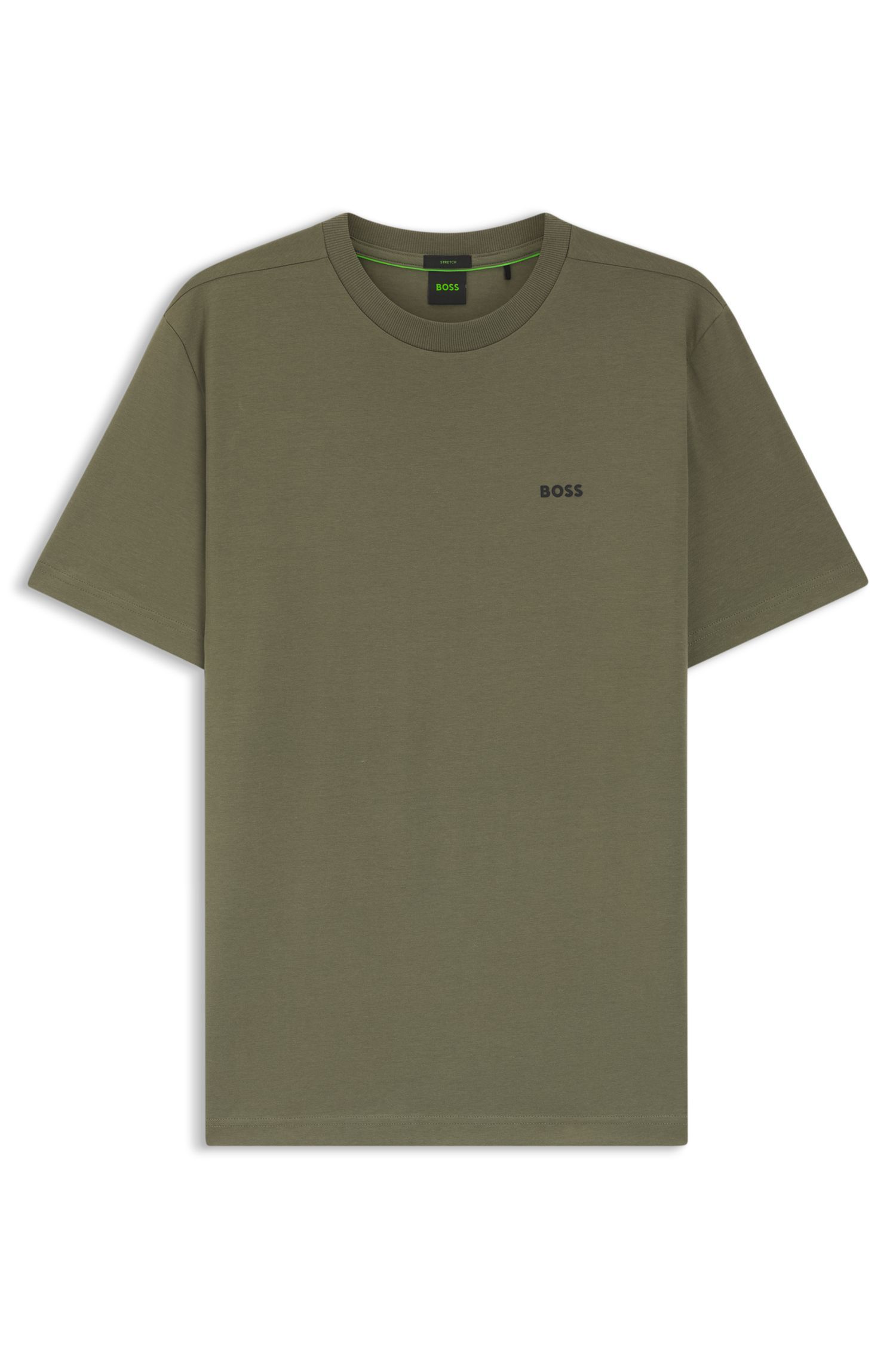 BOSS - Áo thun dáng regular fit cotton với logo tương phản