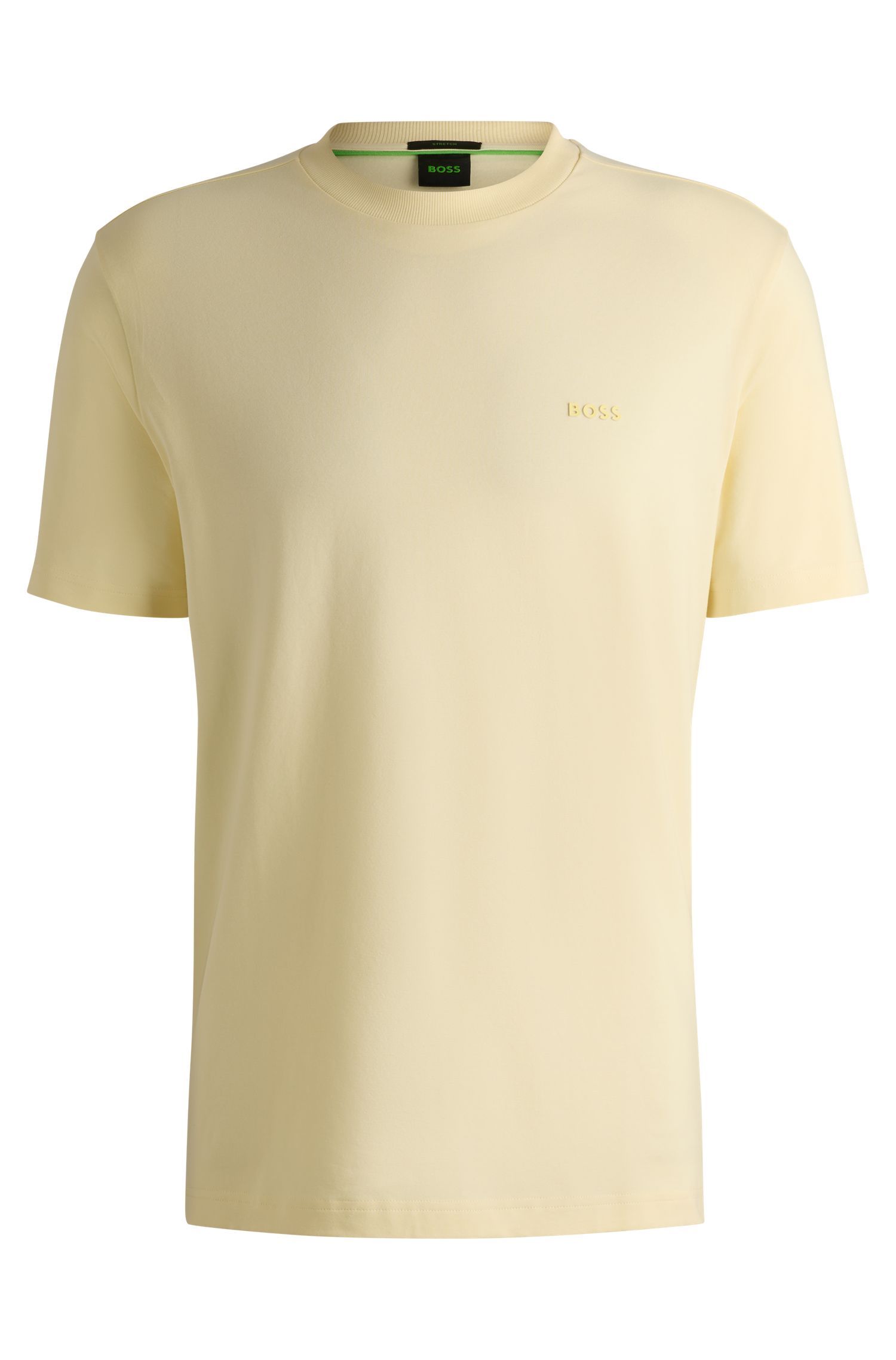 BOSS - Áo thun dáng regular fit cotton với logo tương phản