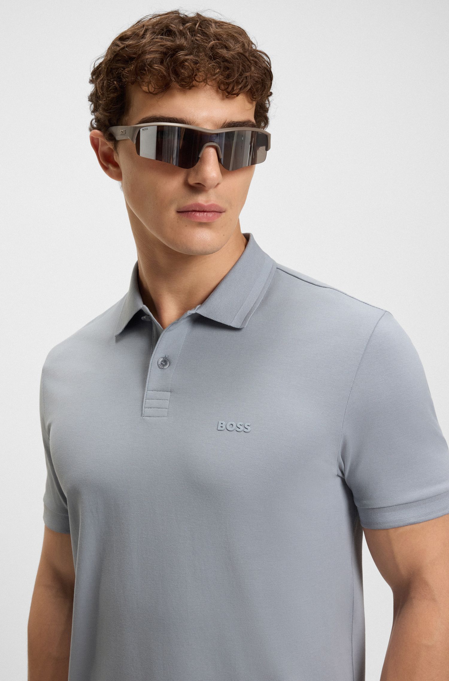BOSS - Áo polo cotton piqué