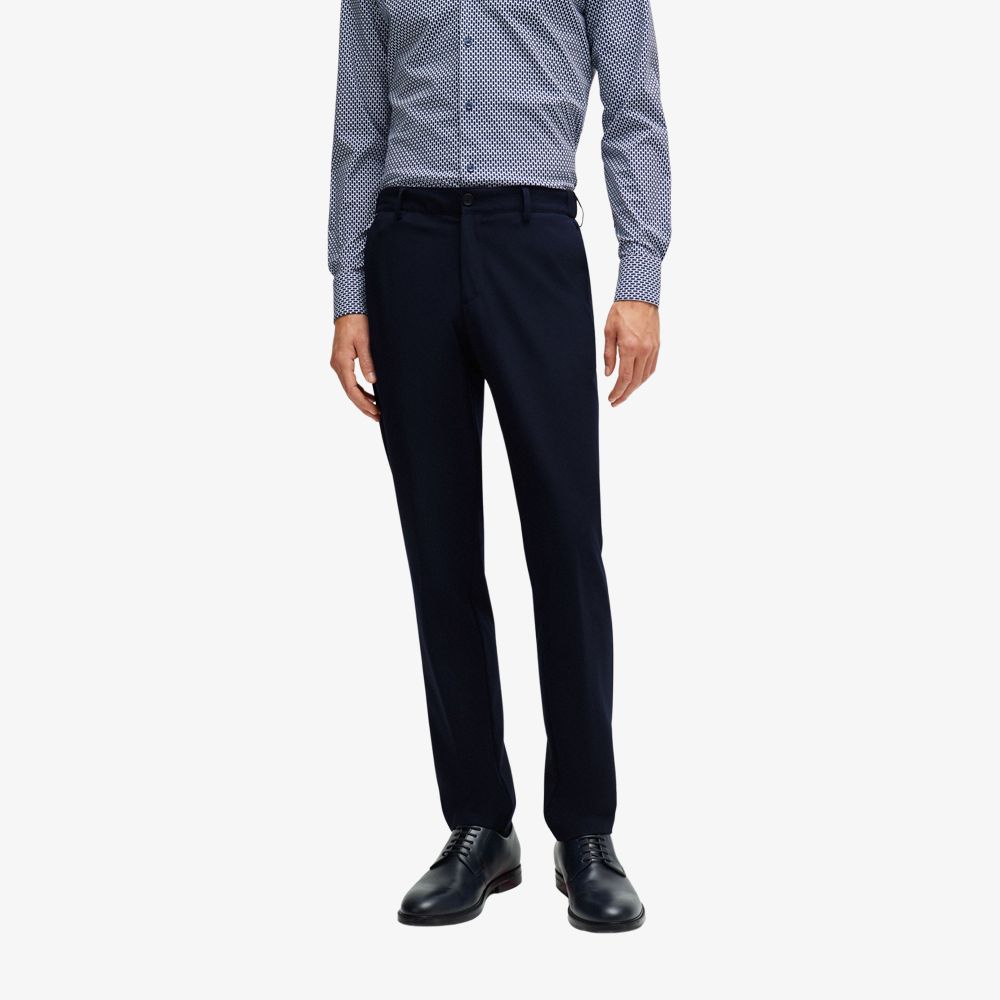 BOSS - Quần âu dáng ôm slim fit vải co giãn hoạ tiết nhỏ