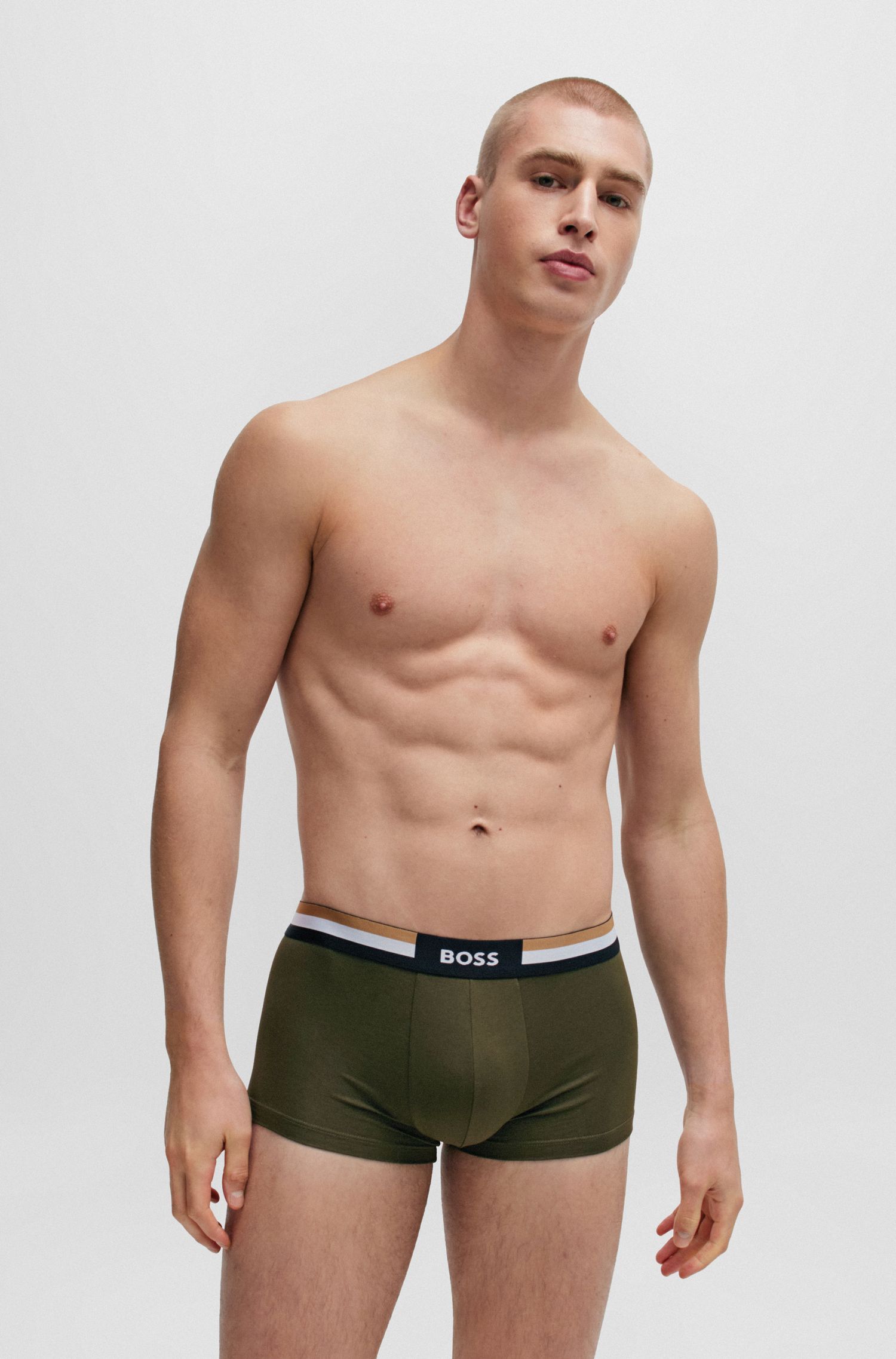 BOSS - Quần lót dáng trunk boxer với sọc đặc trưng