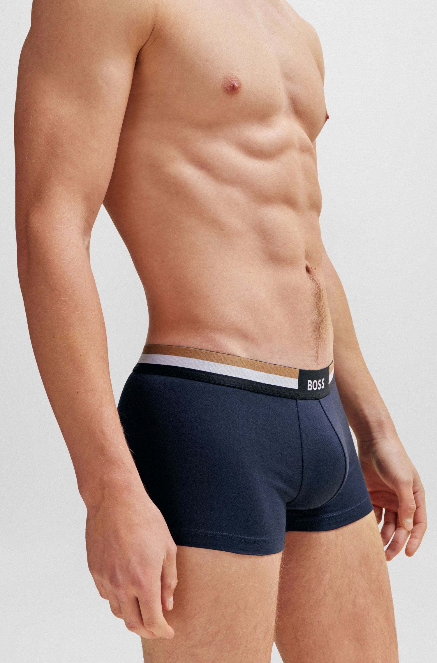 BOSS - Quần lót dáng trunk boxer với sọc đặc trưng