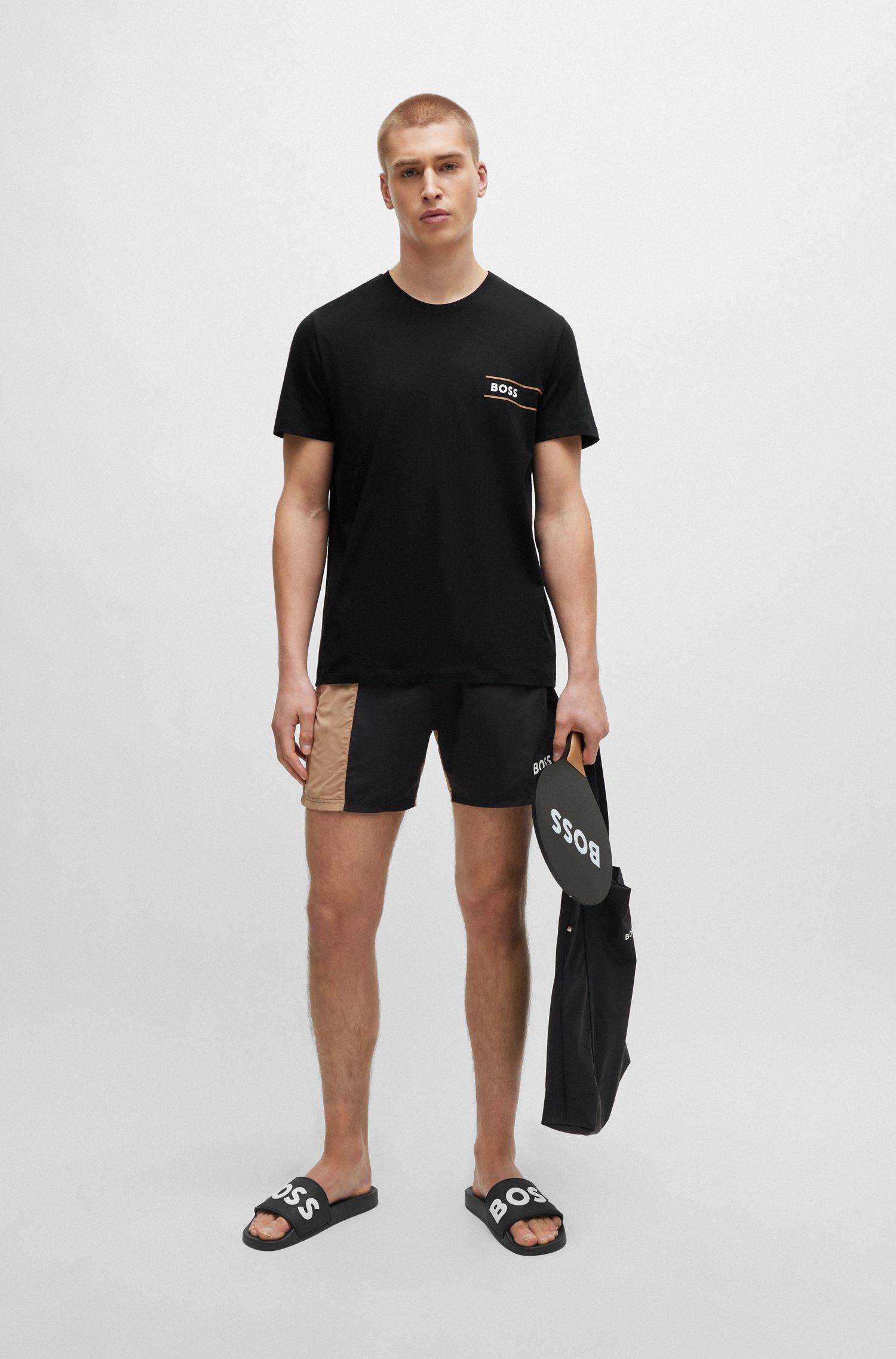BOSS - Áo lót vải cotton-jersey in logo