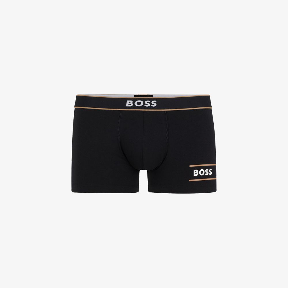 BOSS - Quần lót ôm dáng cotton co giãn với họa tiết sọc và logo