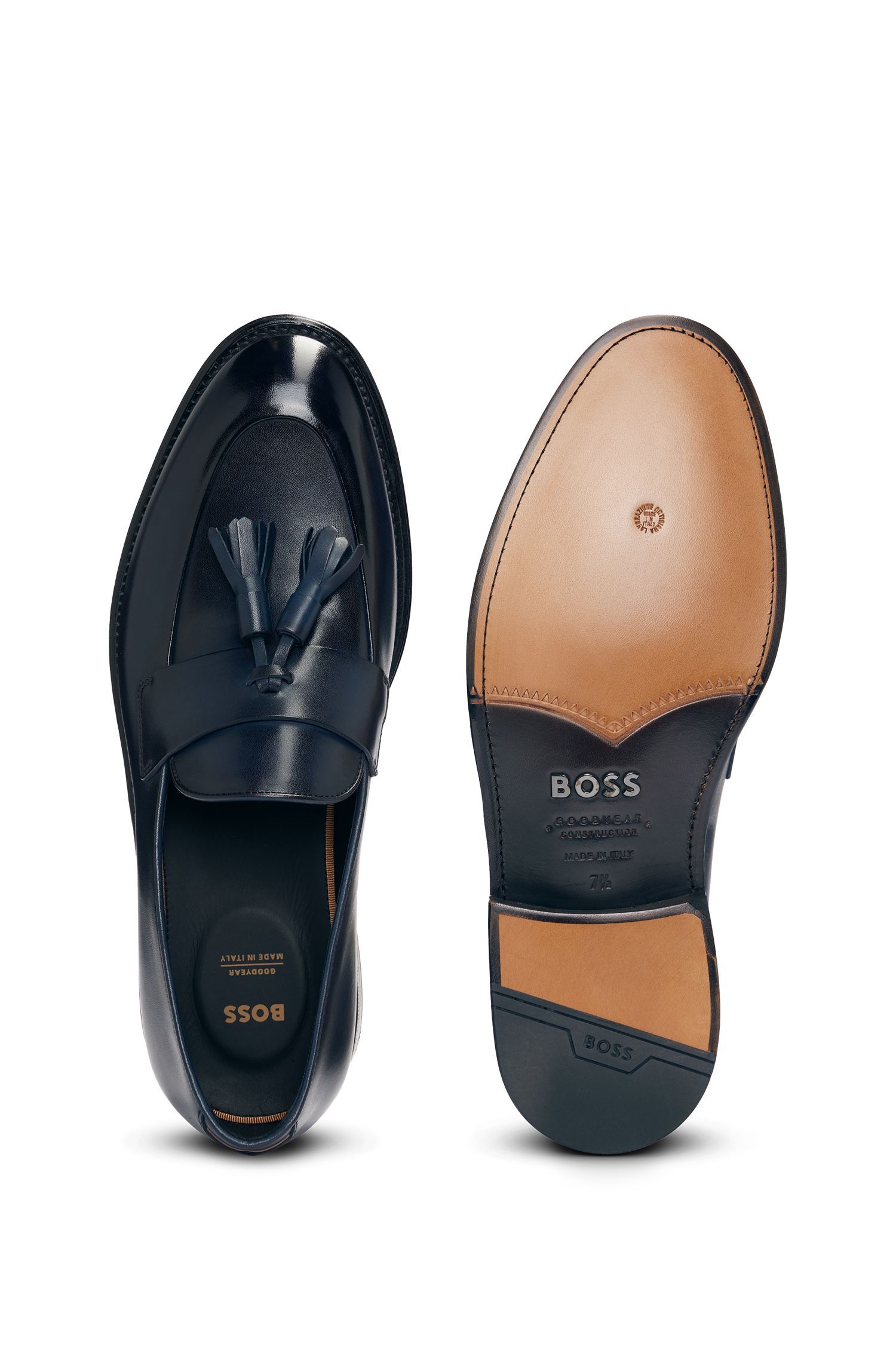 BOSS - Giày lười da chế tác tại Ý với chi tiết tua rua