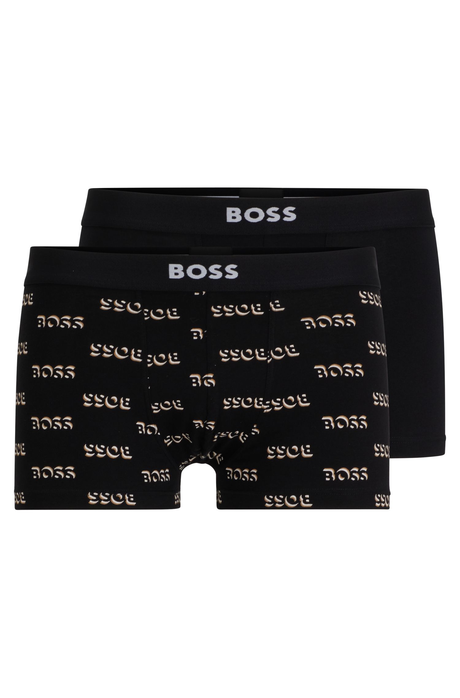 BOSS - Bộ hai quần lót dáng trunks cotton co giãn in logo