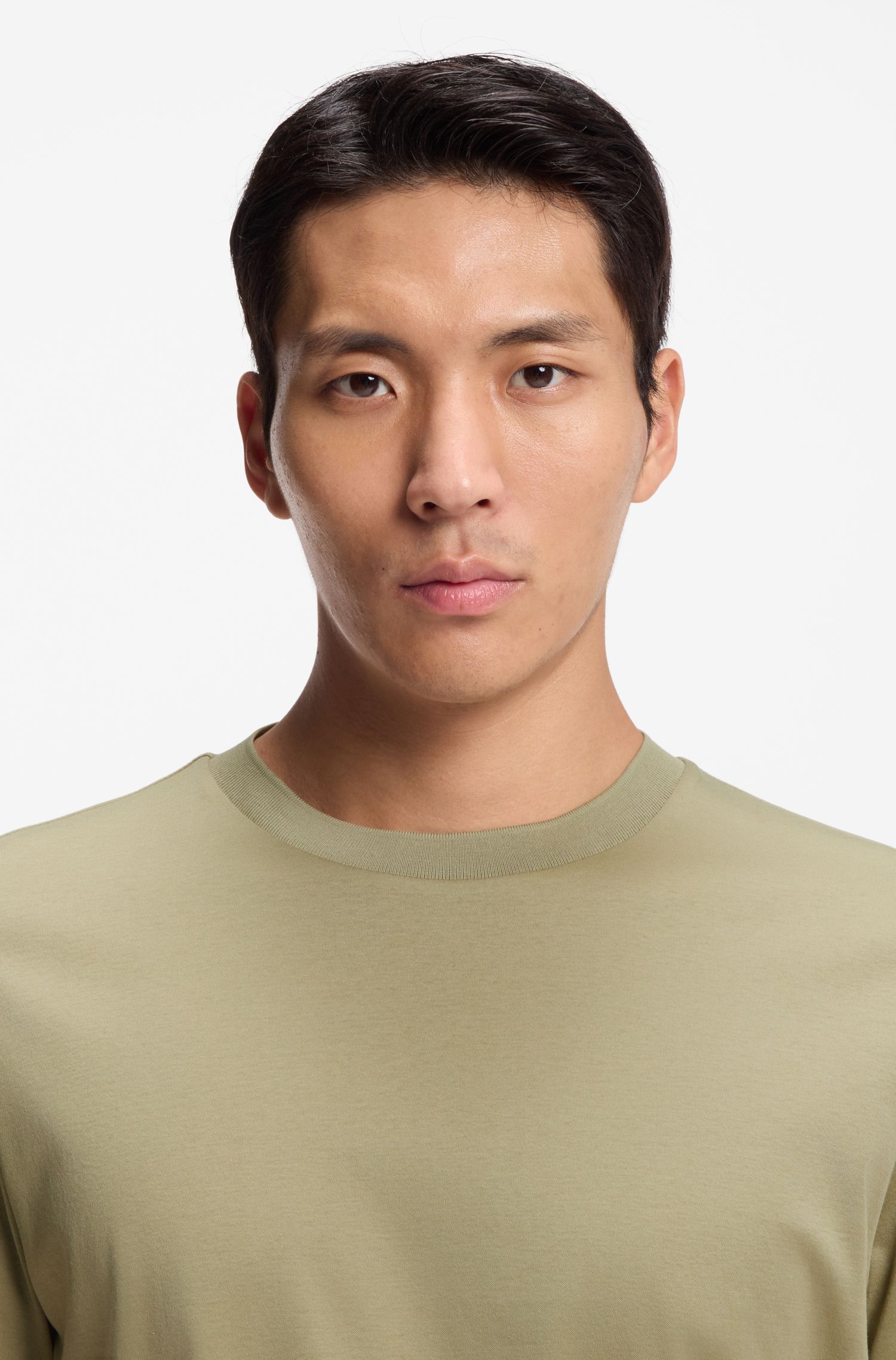 BOSS - Áo thun dáng regular fit vải cotton mercerized