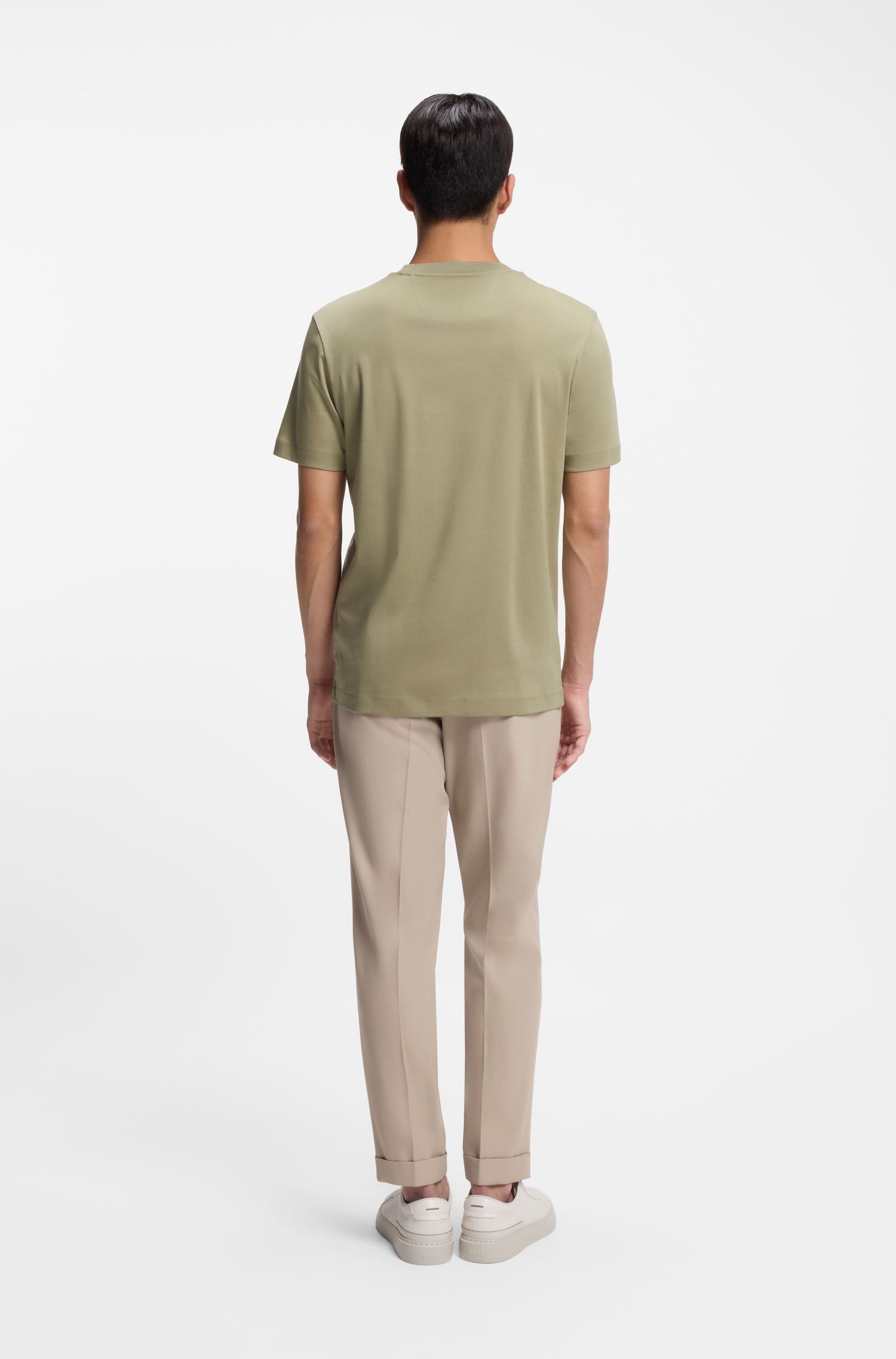 BOSS - Áo thun dáng regular fit vải cotton mercerized