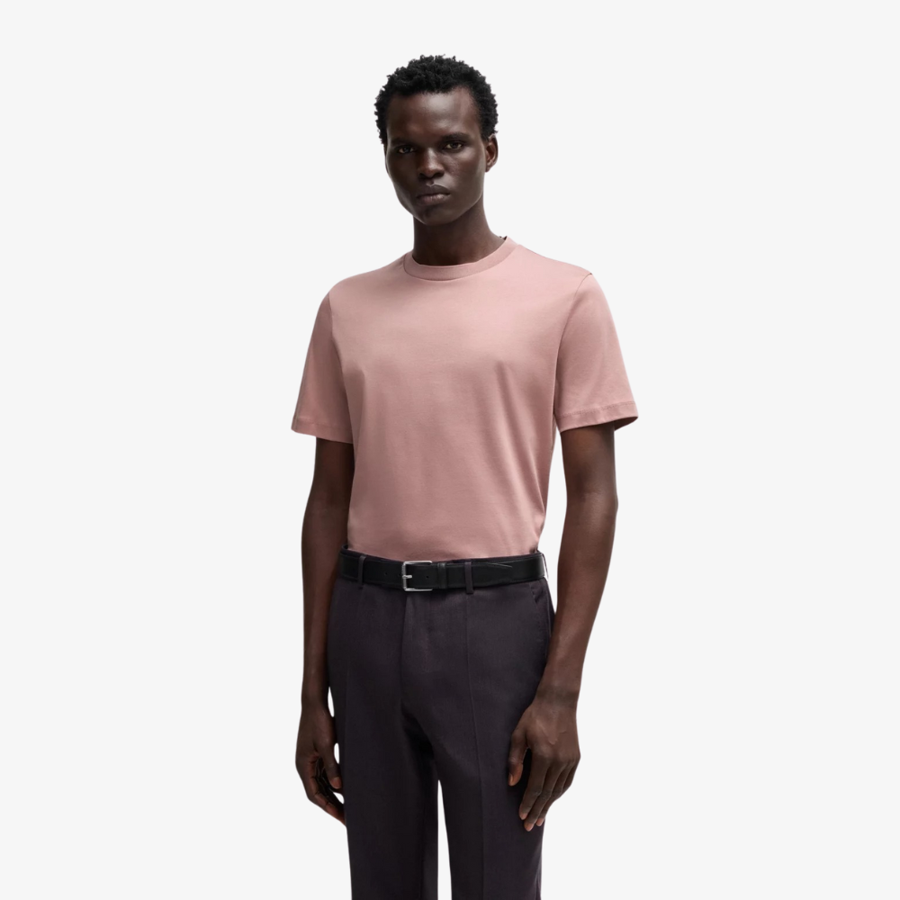 BOSS - Áo thun dáng regular fit vải cotton mercerized
