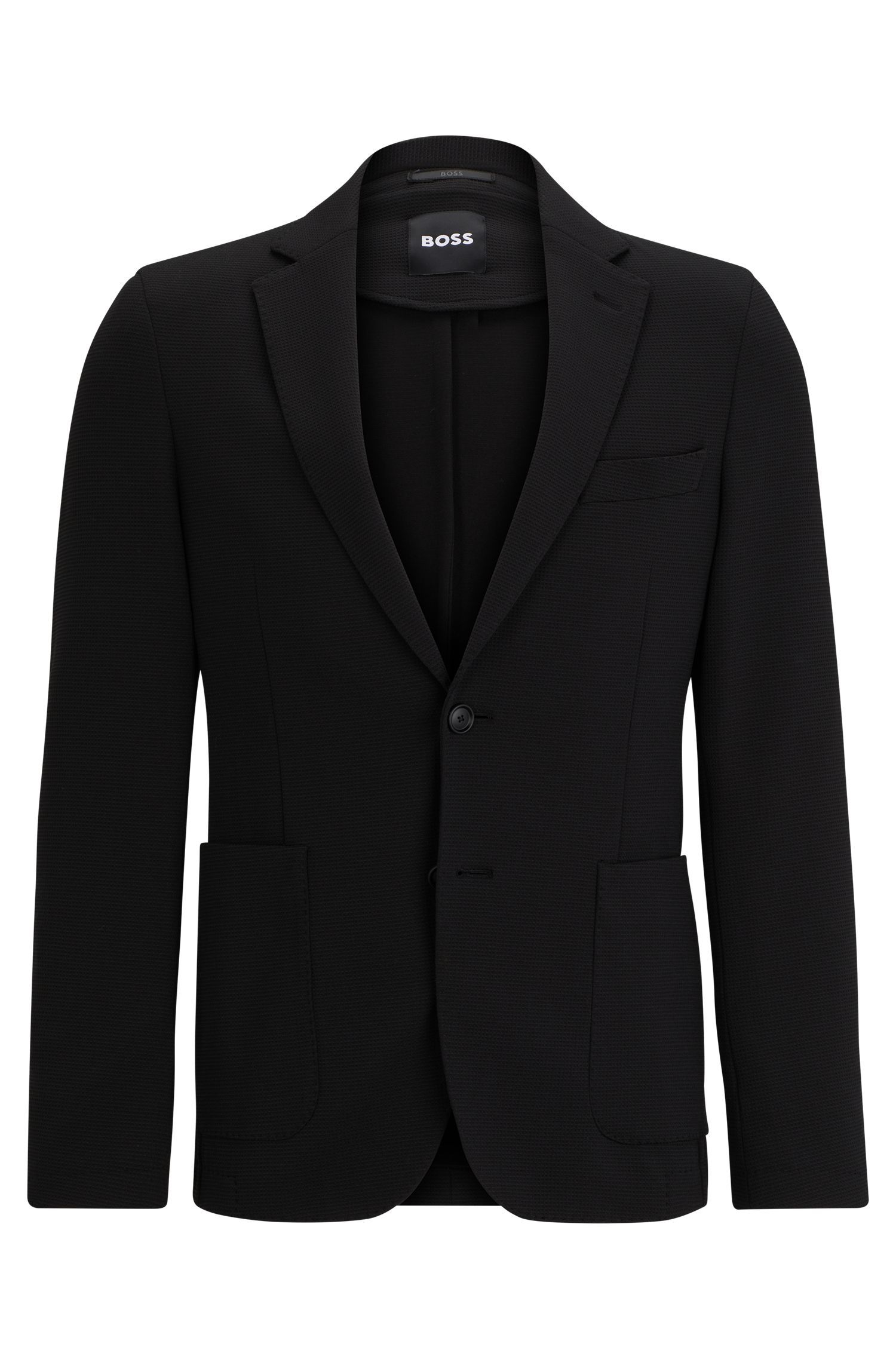 BOSS - Áo blazer dáng slim fit họa tiết micro vải performance-stretch