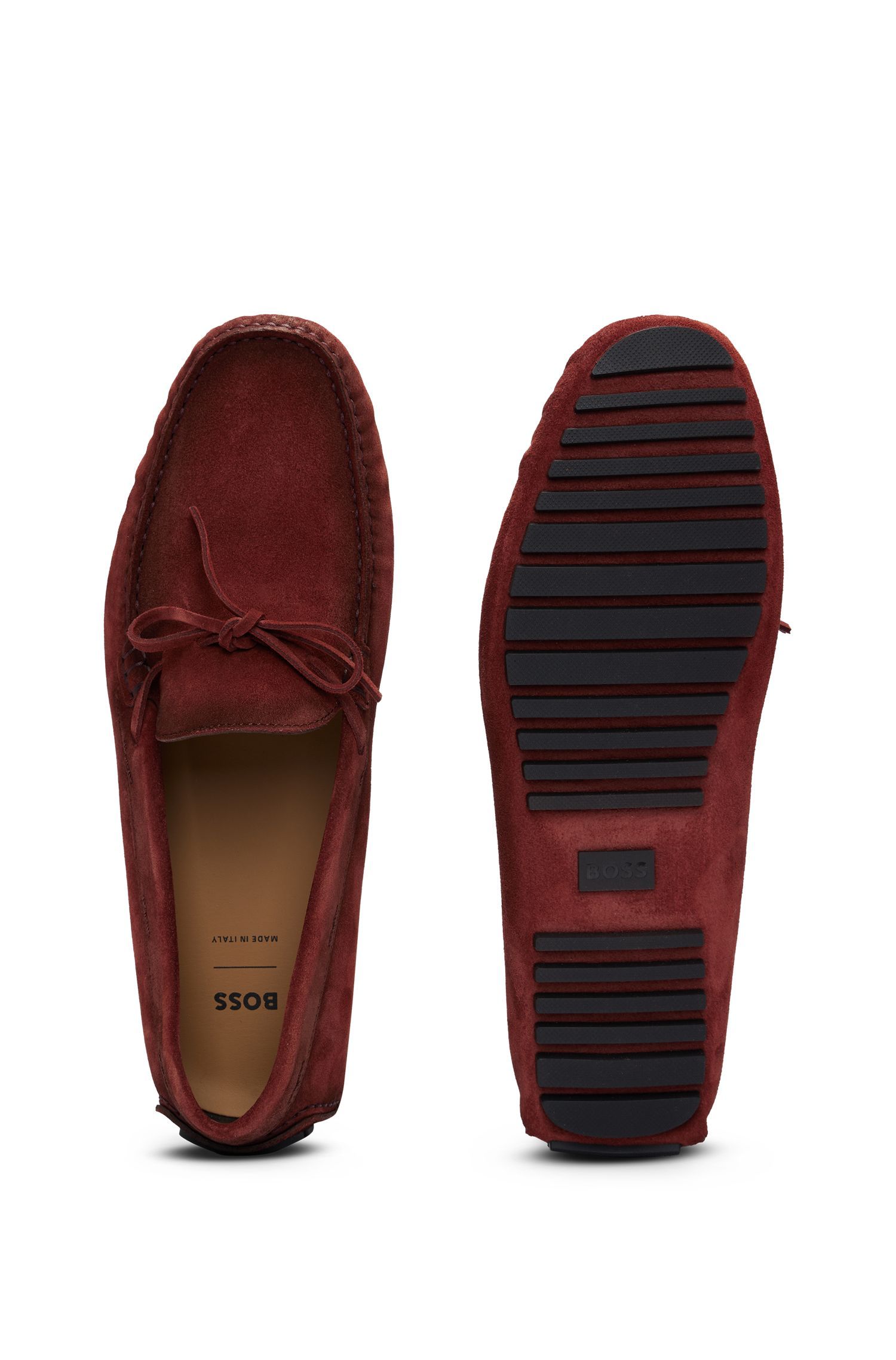 BOSS - Giày moccasin da lộn quai khóa