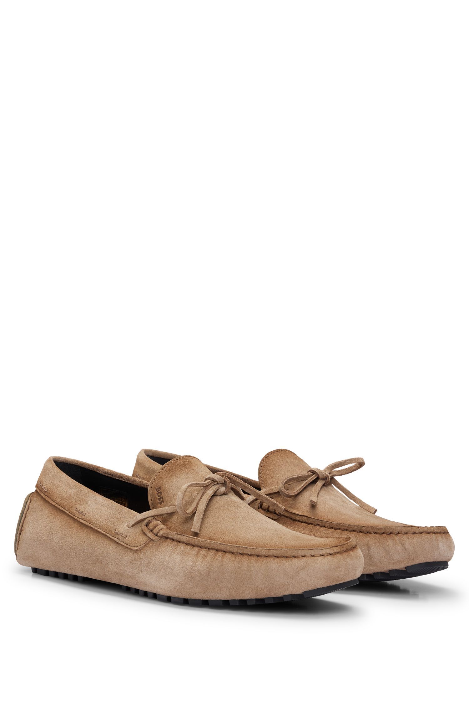 BOSS - Giày moccasin da lộn quai khóa