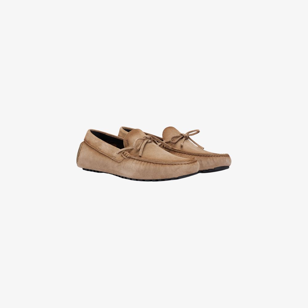 BOSS - Giày moccasin da lộn quai khóa