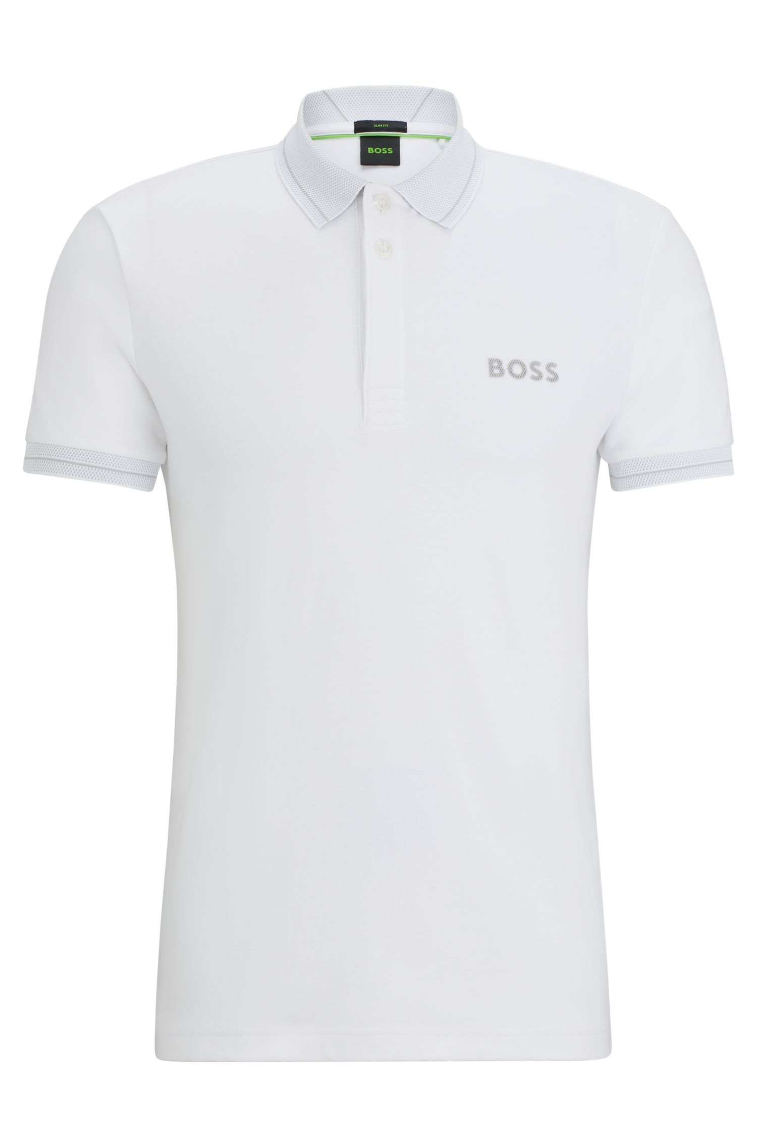 BOSS - Áo polo slimfit cotton có logo lưới